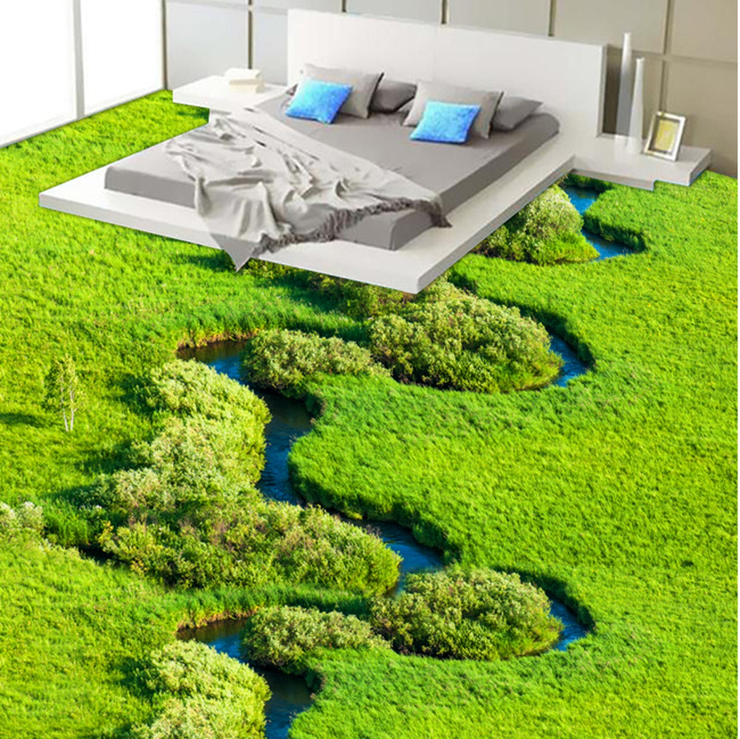 3D Green Grassland WG161 Floor Mural Wallpaper AJ Wallpaper 2