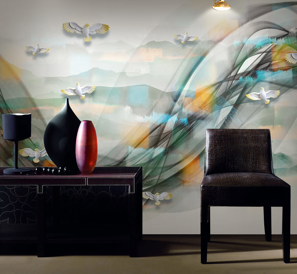 3D White Pigeon WG348 Wall Murals