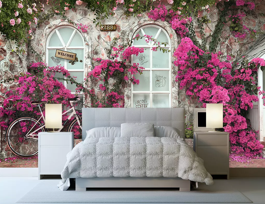 3D Window Flower Bicycle 159 Wallpaper AJ Wallpaper 2