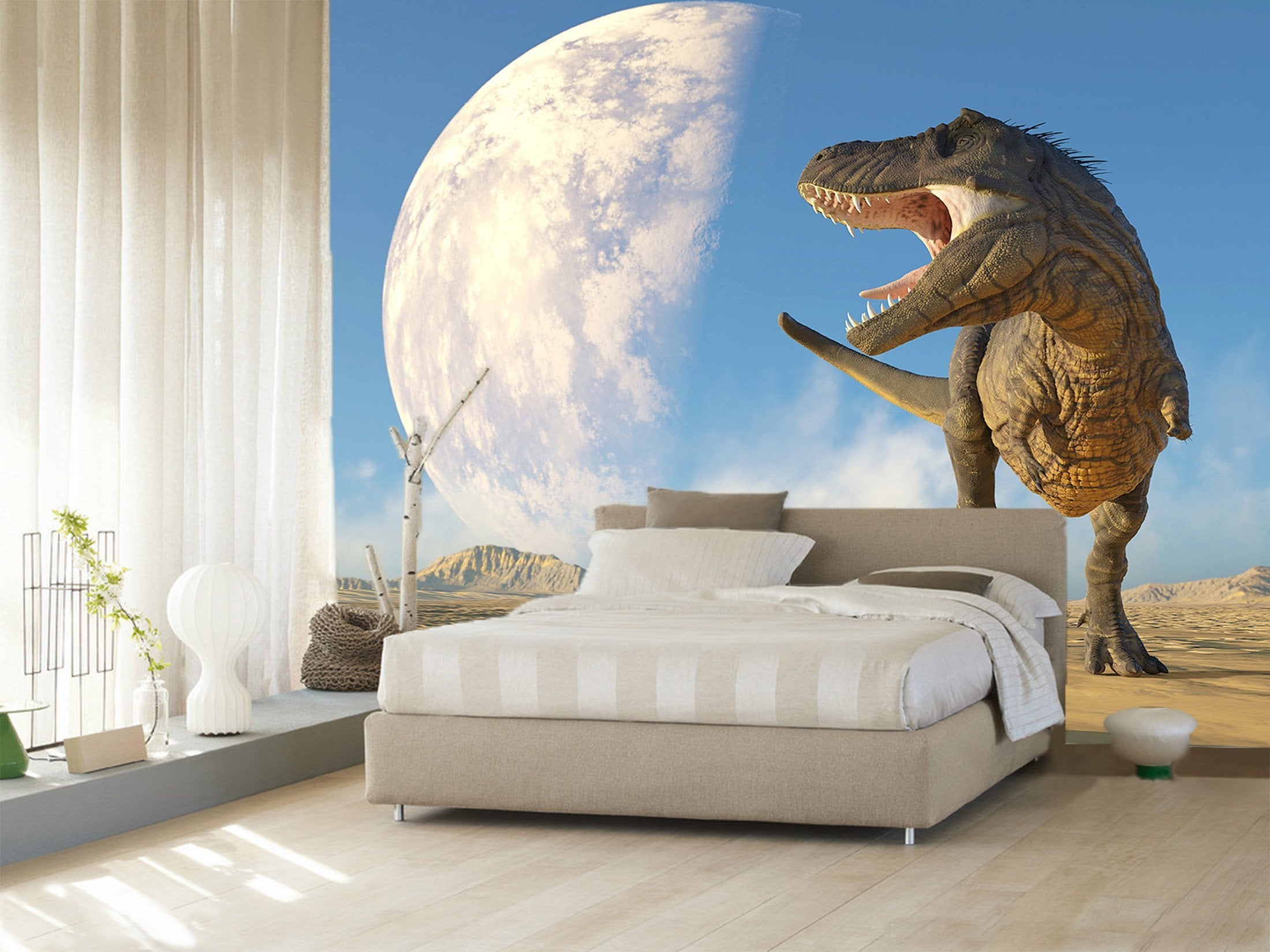 3D Moon Dinosaur 203 Wallpaper AJ Wallpaper