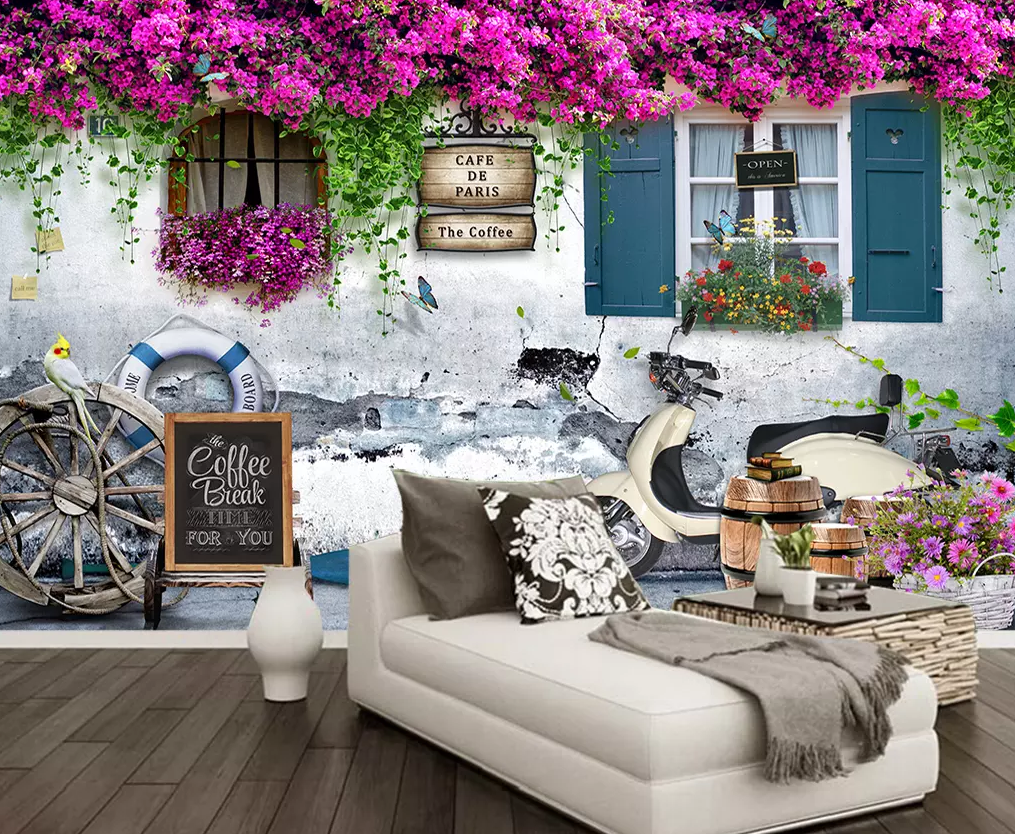 3D Vine Flower Window 198 Wallpaper AJ Wallpaper 2