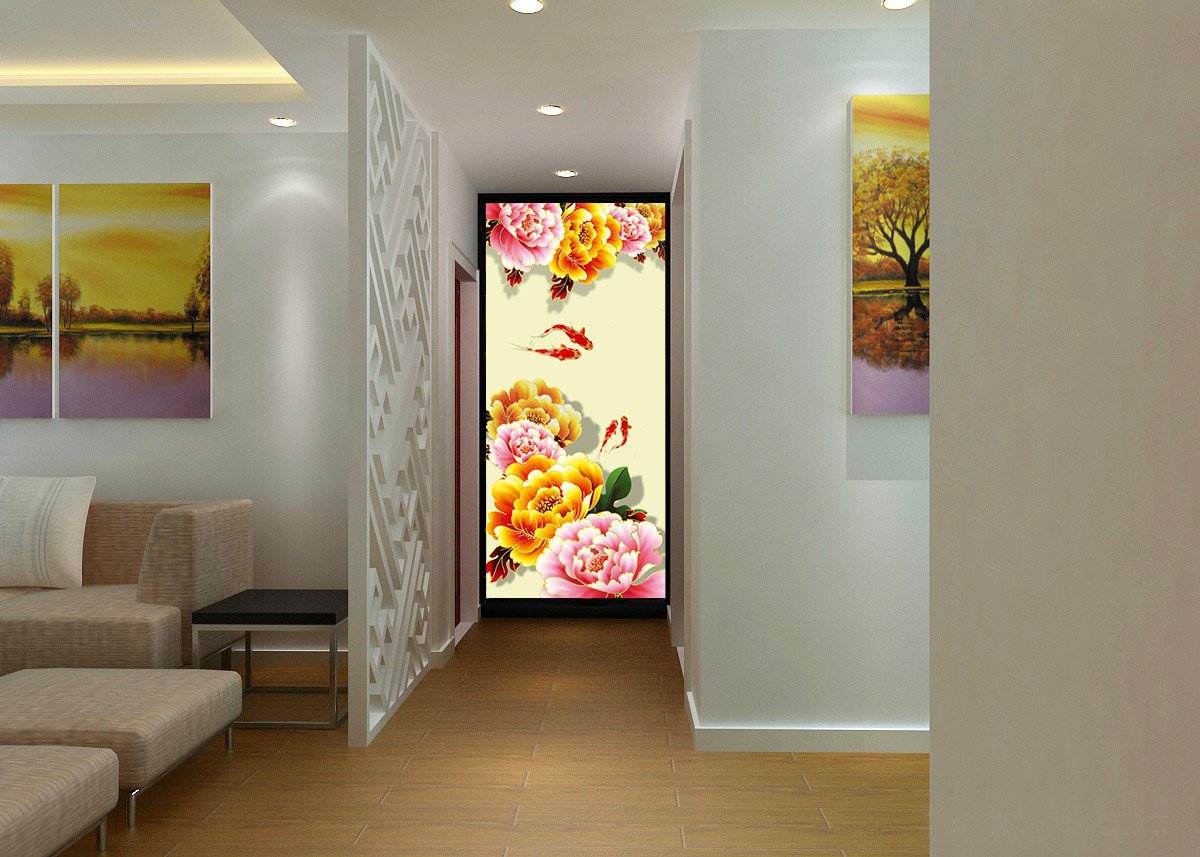 3D Flowers large yellow fish Wallpaper AJ Wallpaper 1