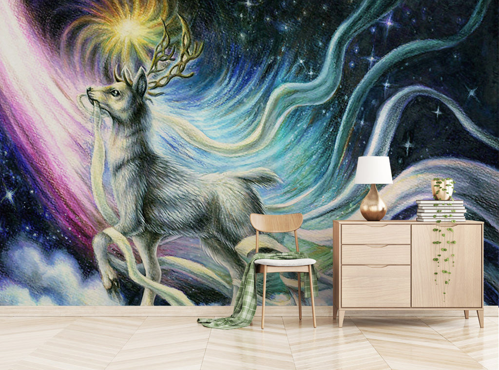 3D Deer Starry Sky WG225 Wall Murals