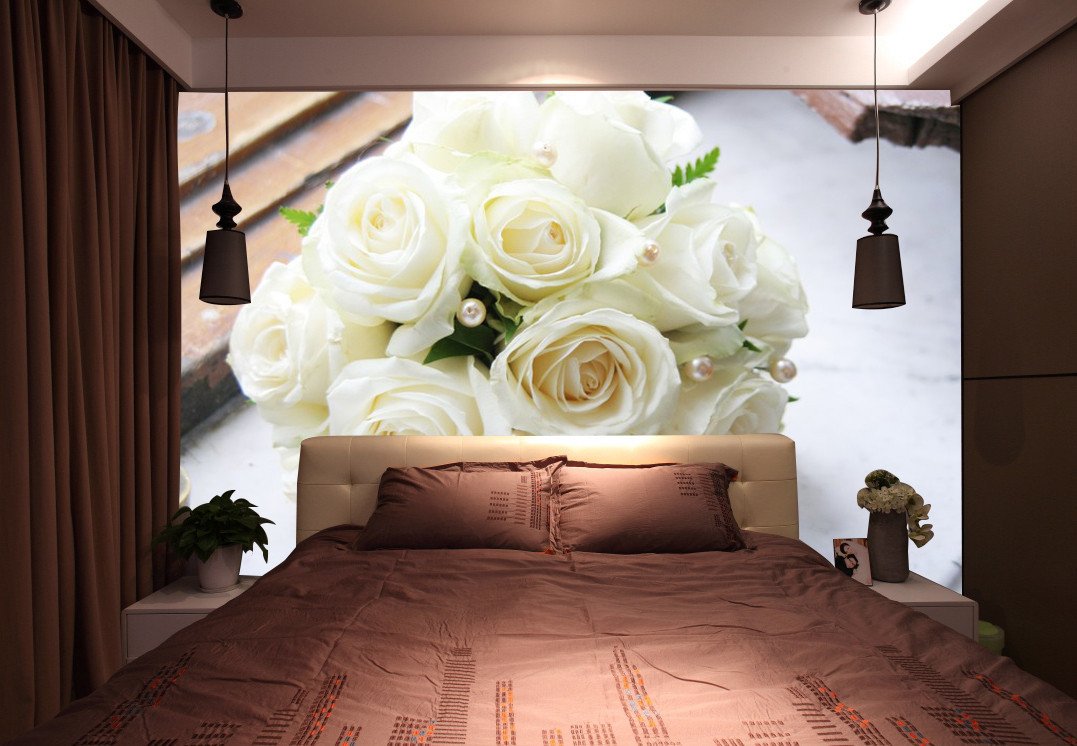 White Bouquet Wallpaper AJ Wallpaper