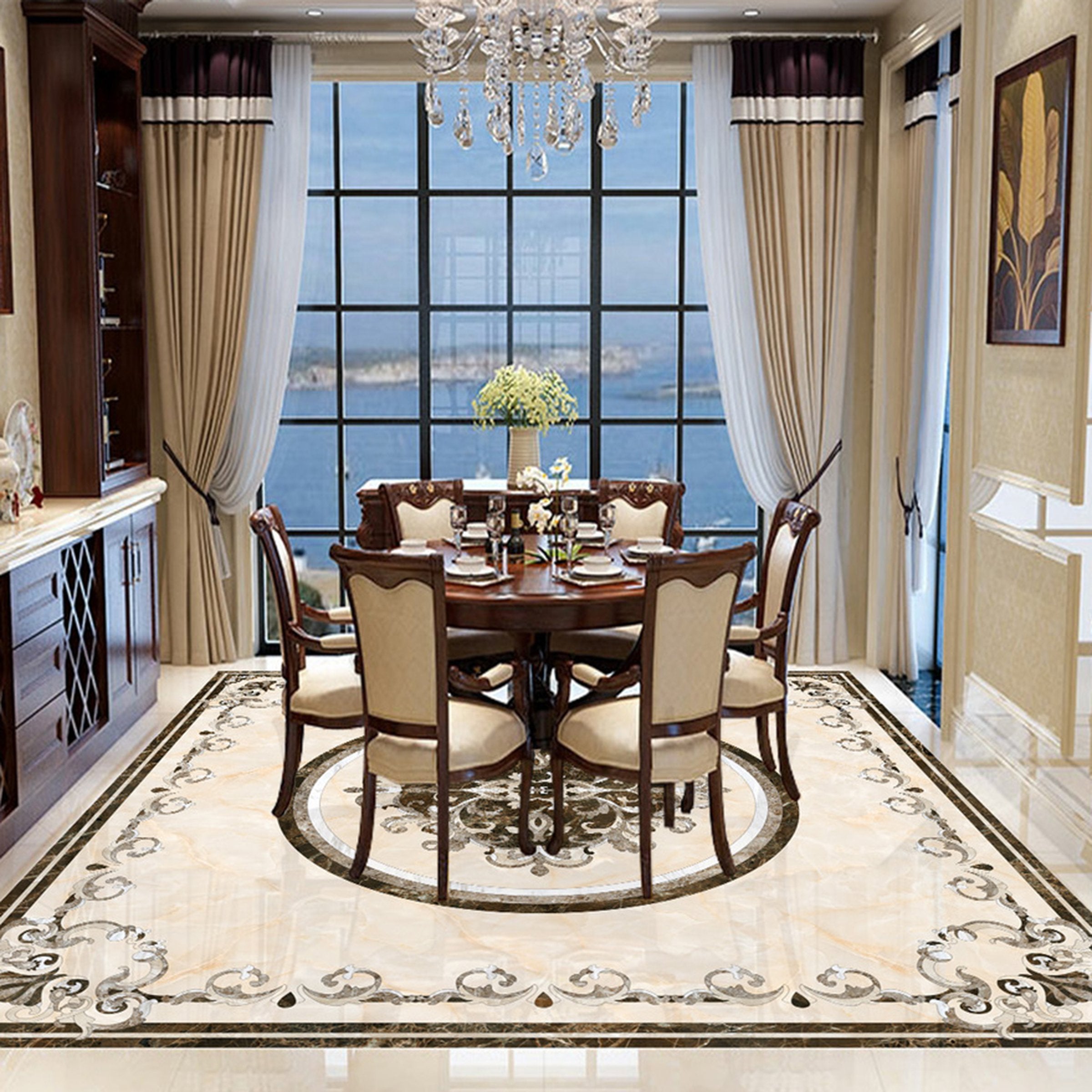 3D Black Pattern WG123 Floor Mural Wallpaper AJ Wallpaper 2