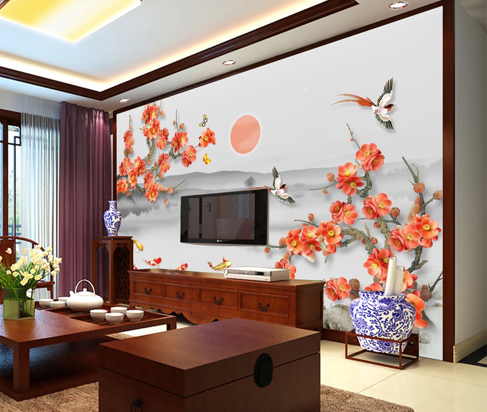 3D Sun Fisherman Flower 286 Wallpaper AJ Wallpaper