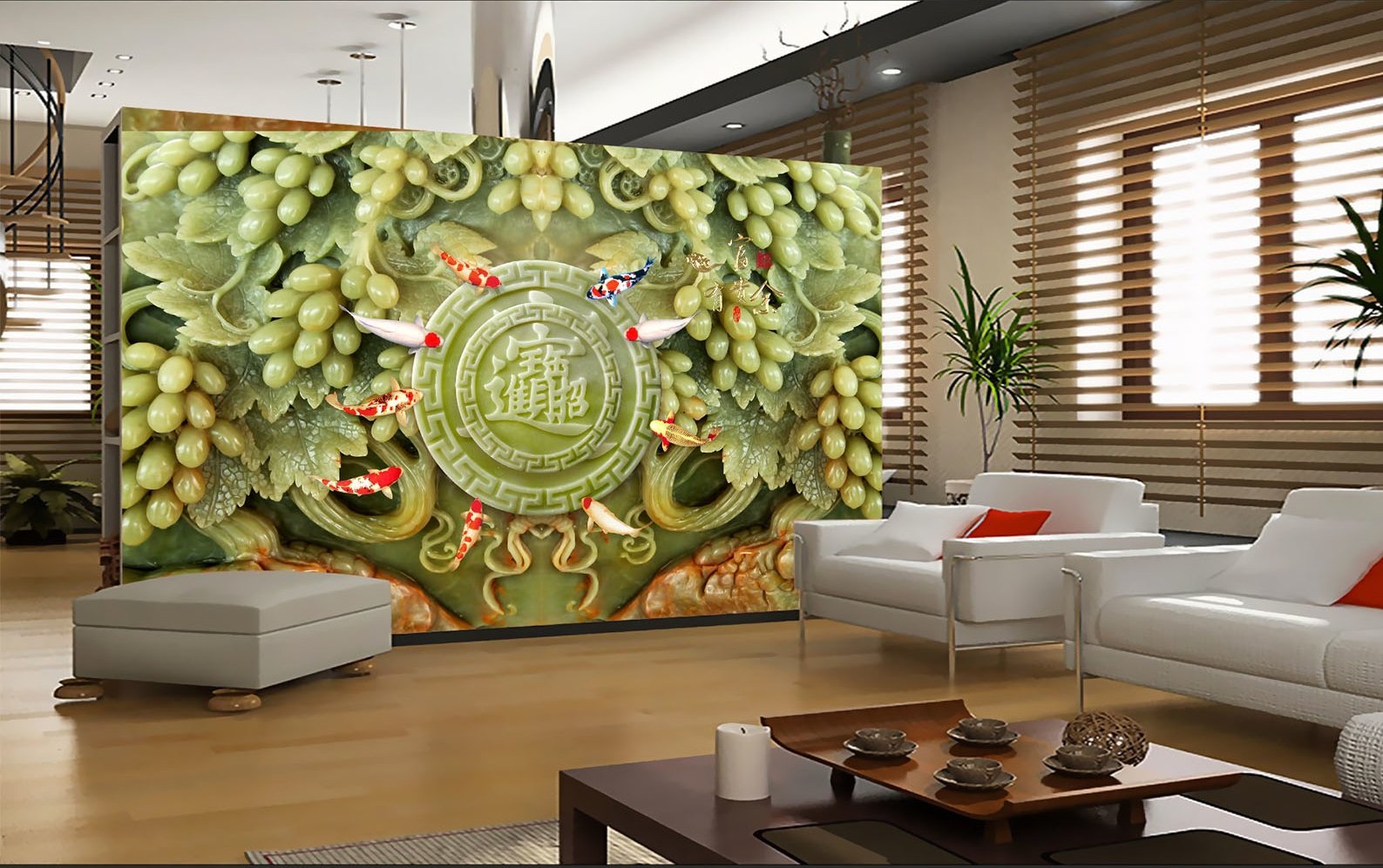 3D Jade Carving Fish 281 Wallpaper AJ Wallpaper