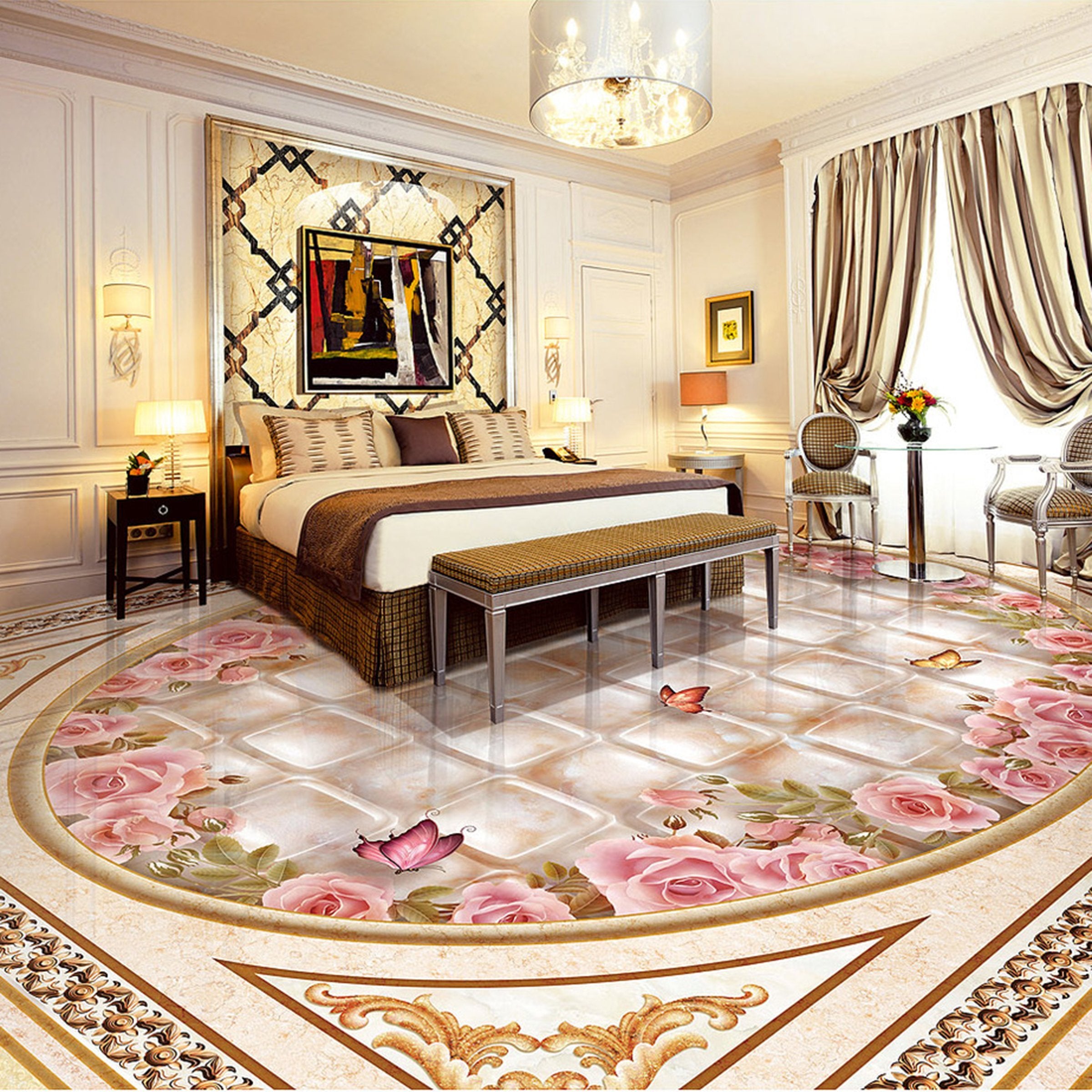 3D Pretty Flowers WG179 Floor Mural Wallpaper AJ Wallpaper 2