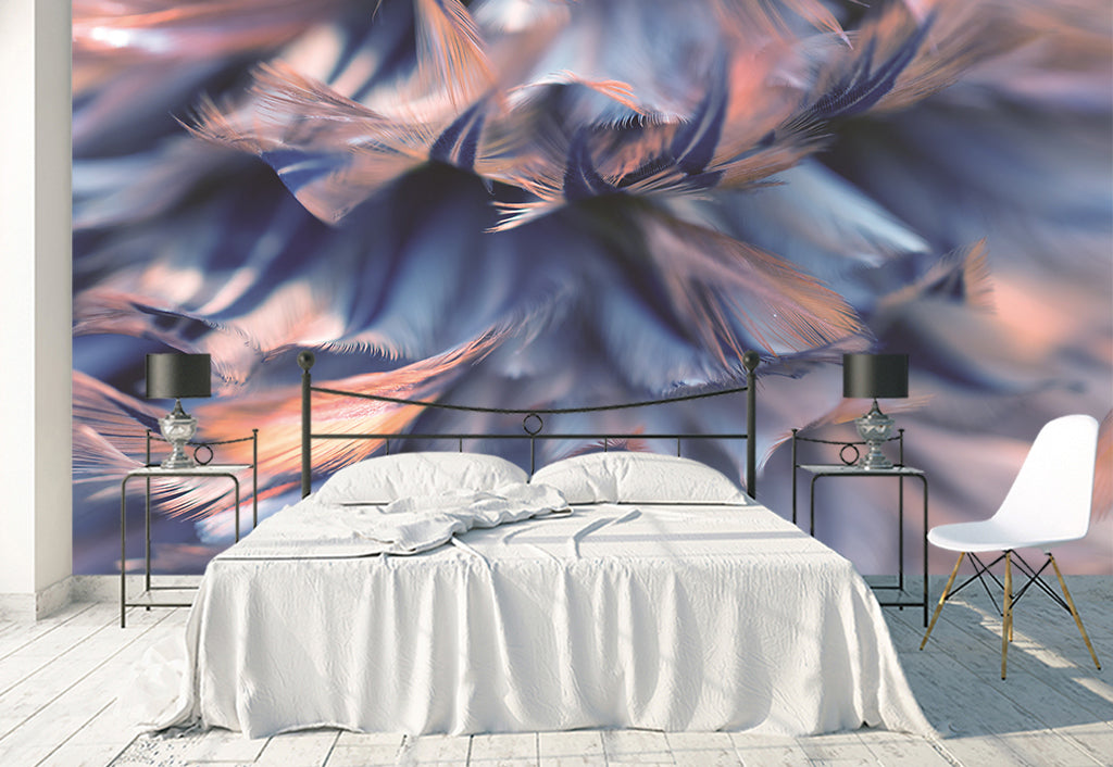 3D Purple Feather WG450 Wall Murals
