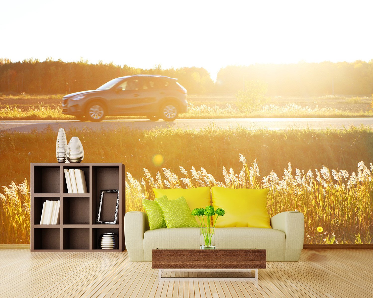 3D Wild Sunshine Running Car 22 Wallpaper AJ Wallpaper 2