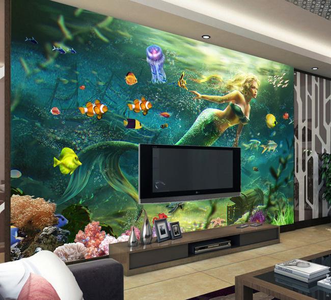3D Mermaid 606 Wall Murals Wallpaper AJ Wallpaper 2