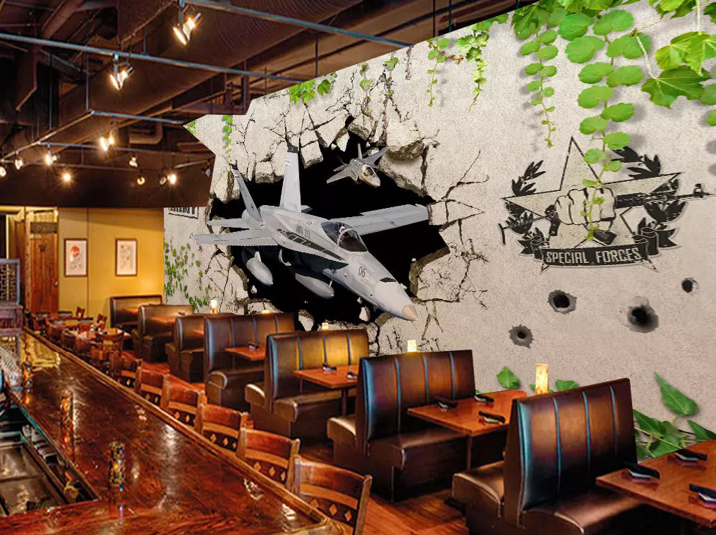 3D Broken Wall Plane 361 Wallpaper AJ Wallpaper 2