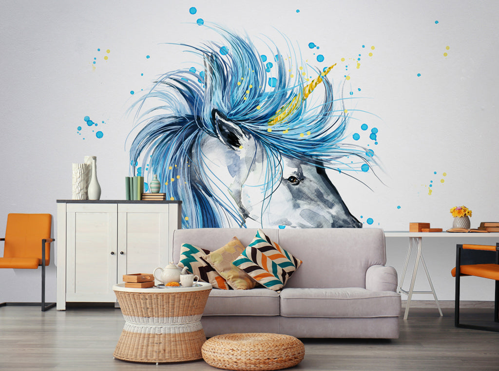 3D Blue Horse WG041 Wall Murals