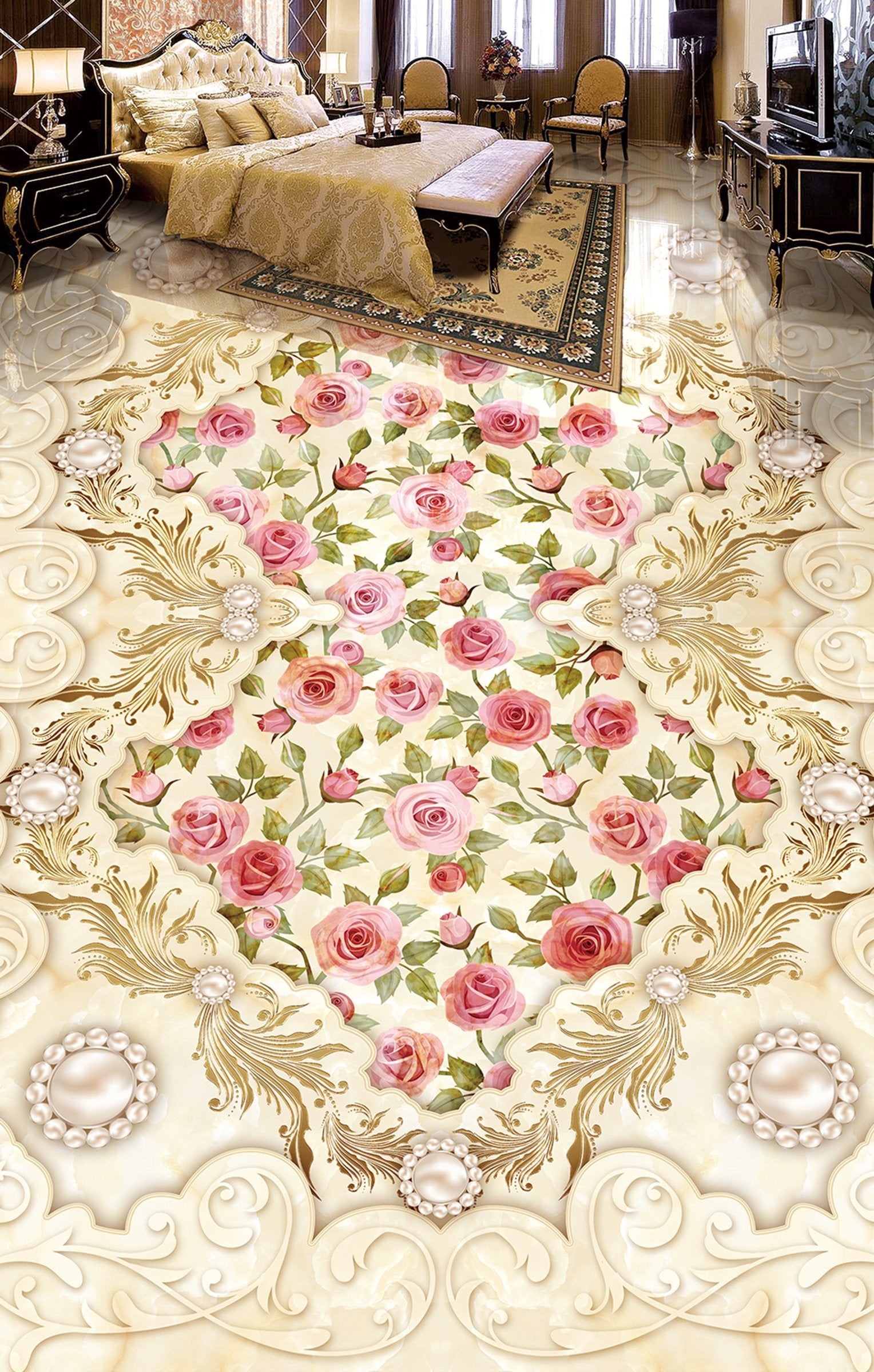 3D Colored Flowers WG089 Floor Mural Wallpaper AJ Wallpaper 2