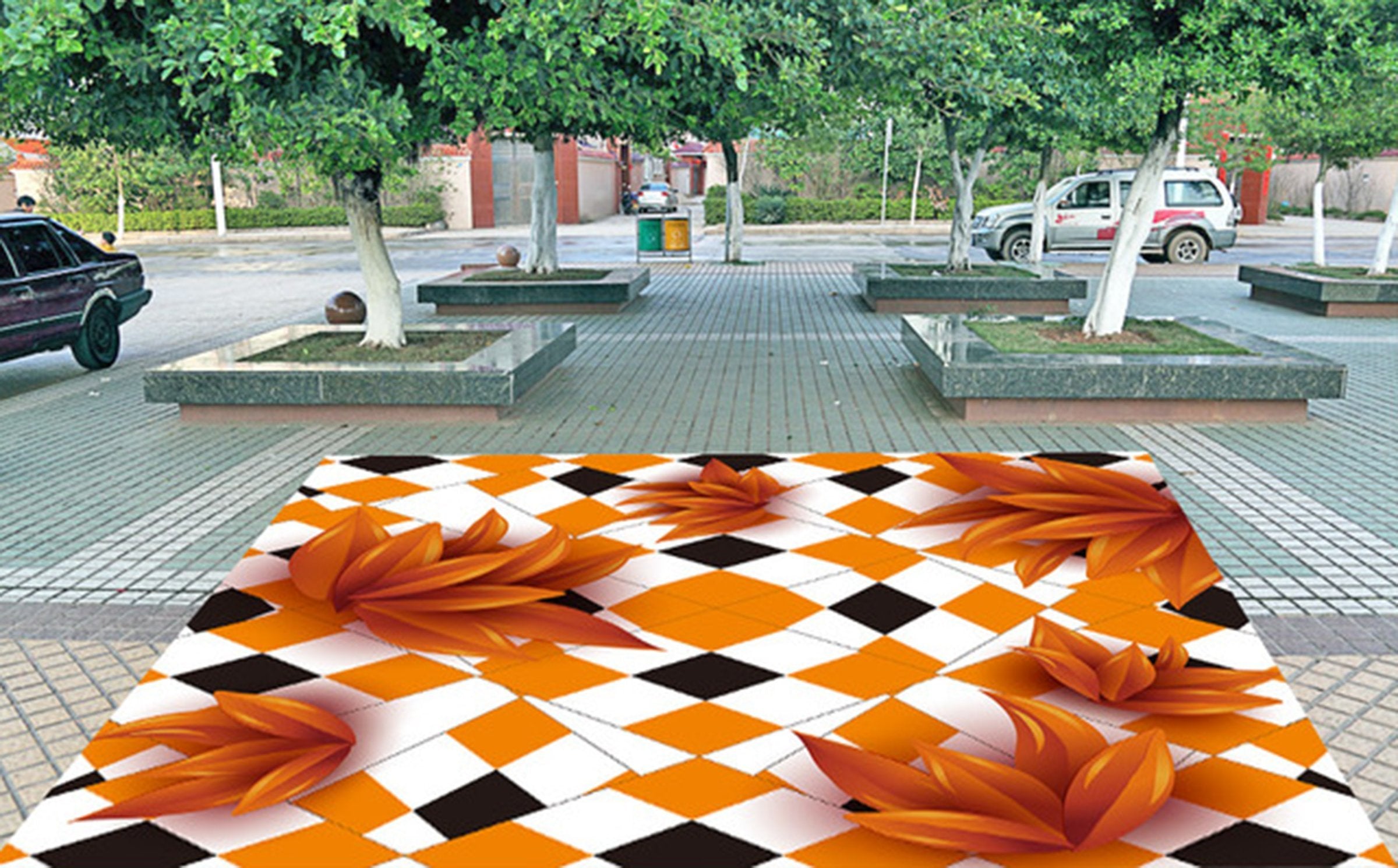 3D Yellow Leaves WG250 Floor Mural Wallpaper AJ Wallpaper 2