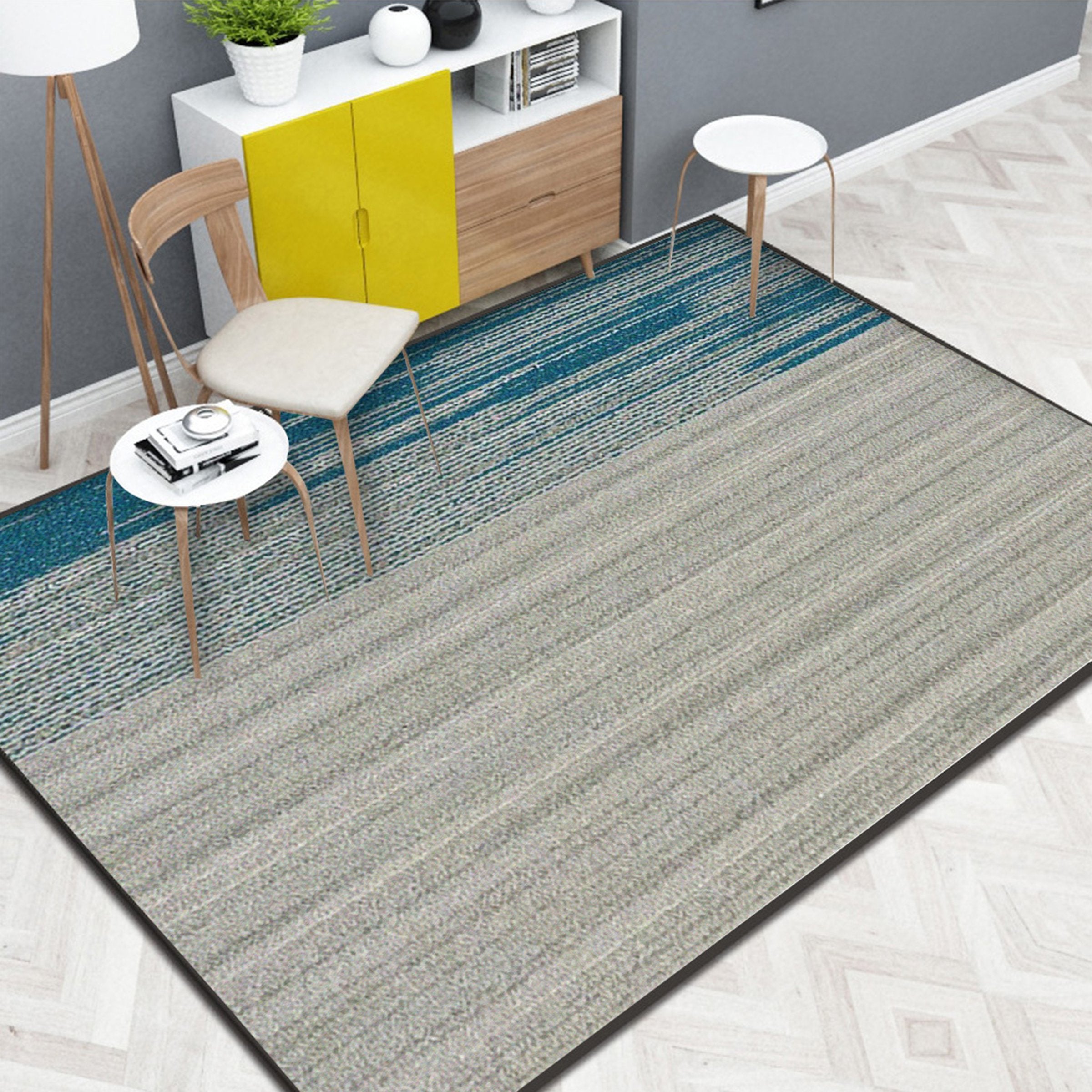 3D Gray Stripe WG124 Non Slip Rug Mat Mat AJ Creativity Home
