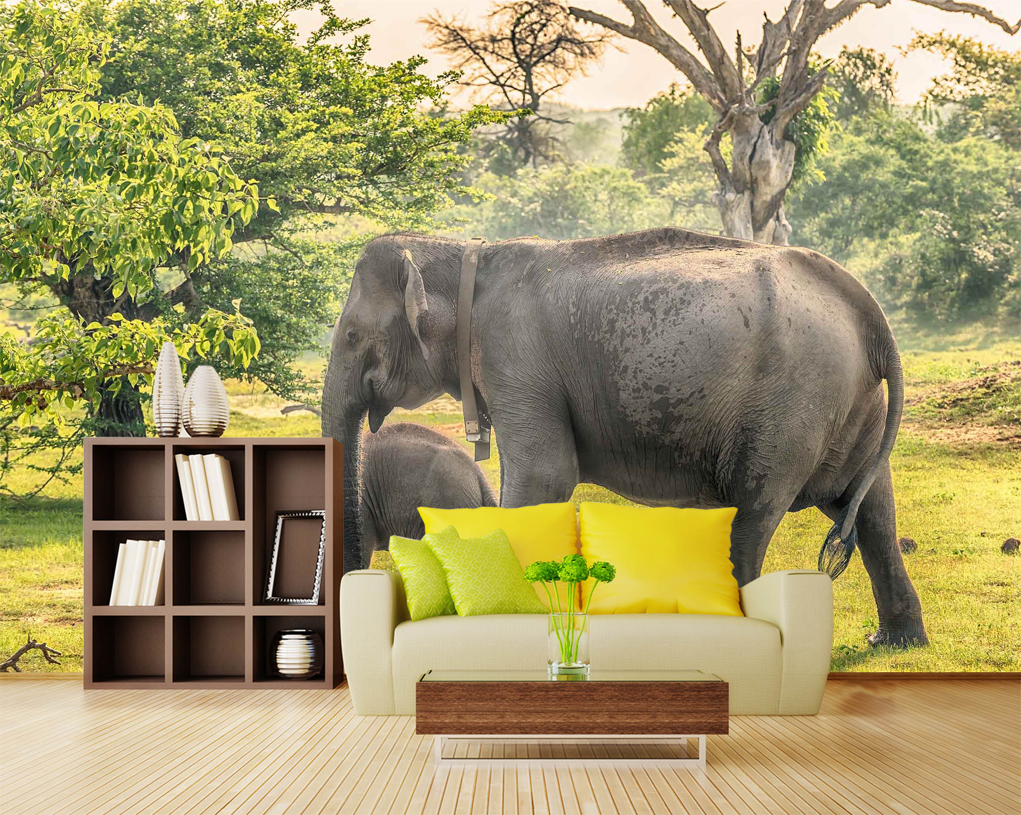 3D Elephant Family 1057 Wall Murals