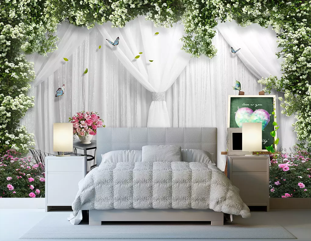 3D Flower Vine Butterfly 121 Wallpaper AJ Wallpaper 2