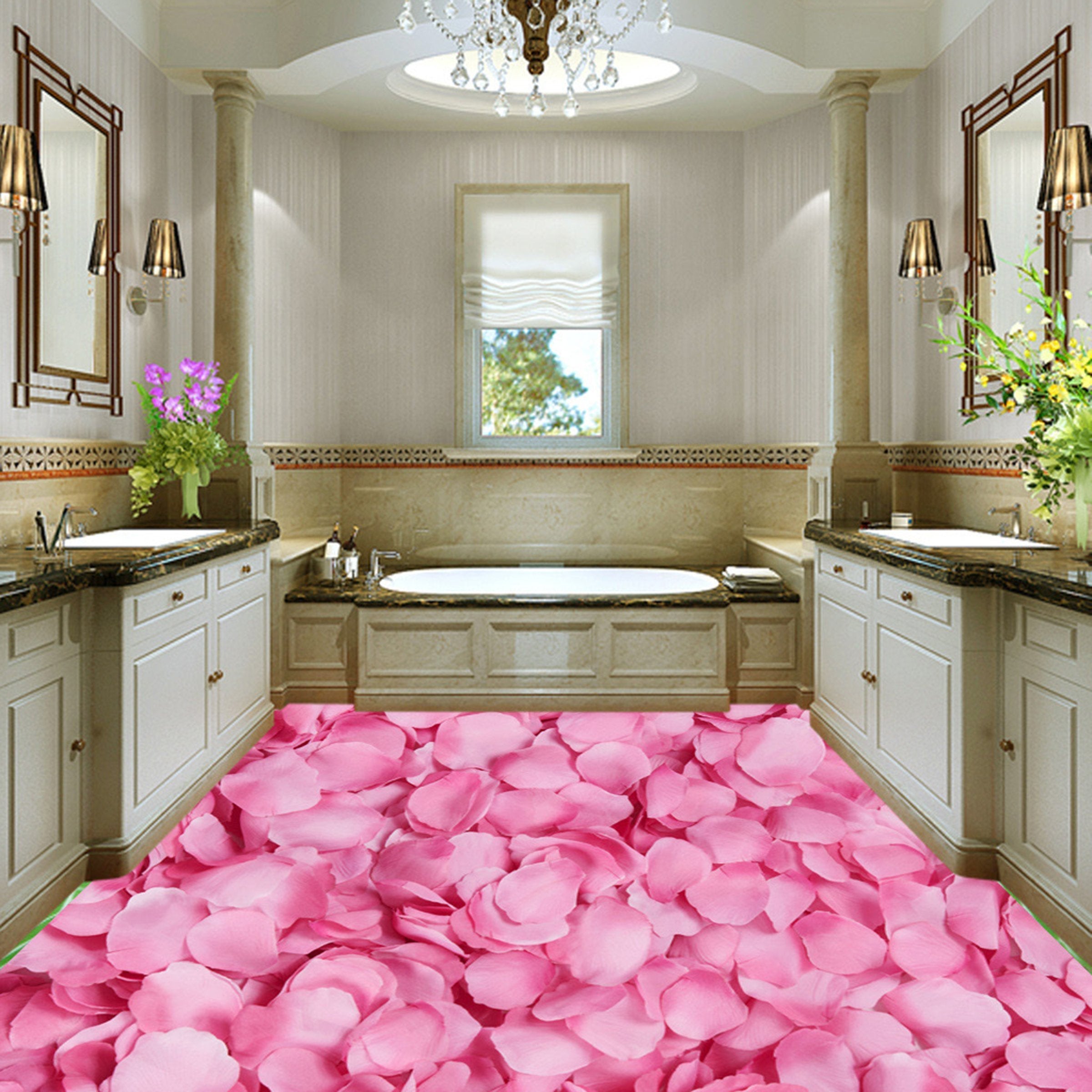 3D Pink Petals WG058 Floor Mural Wallpaper AJ Wallpaper 2