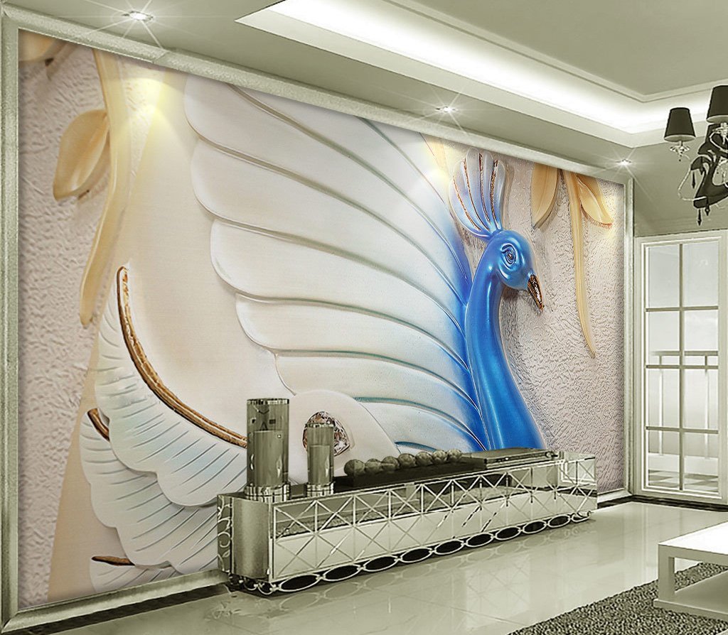 3D Blue Peacock 470 Wall Murals Wallpaper AJ Wallpaper 2