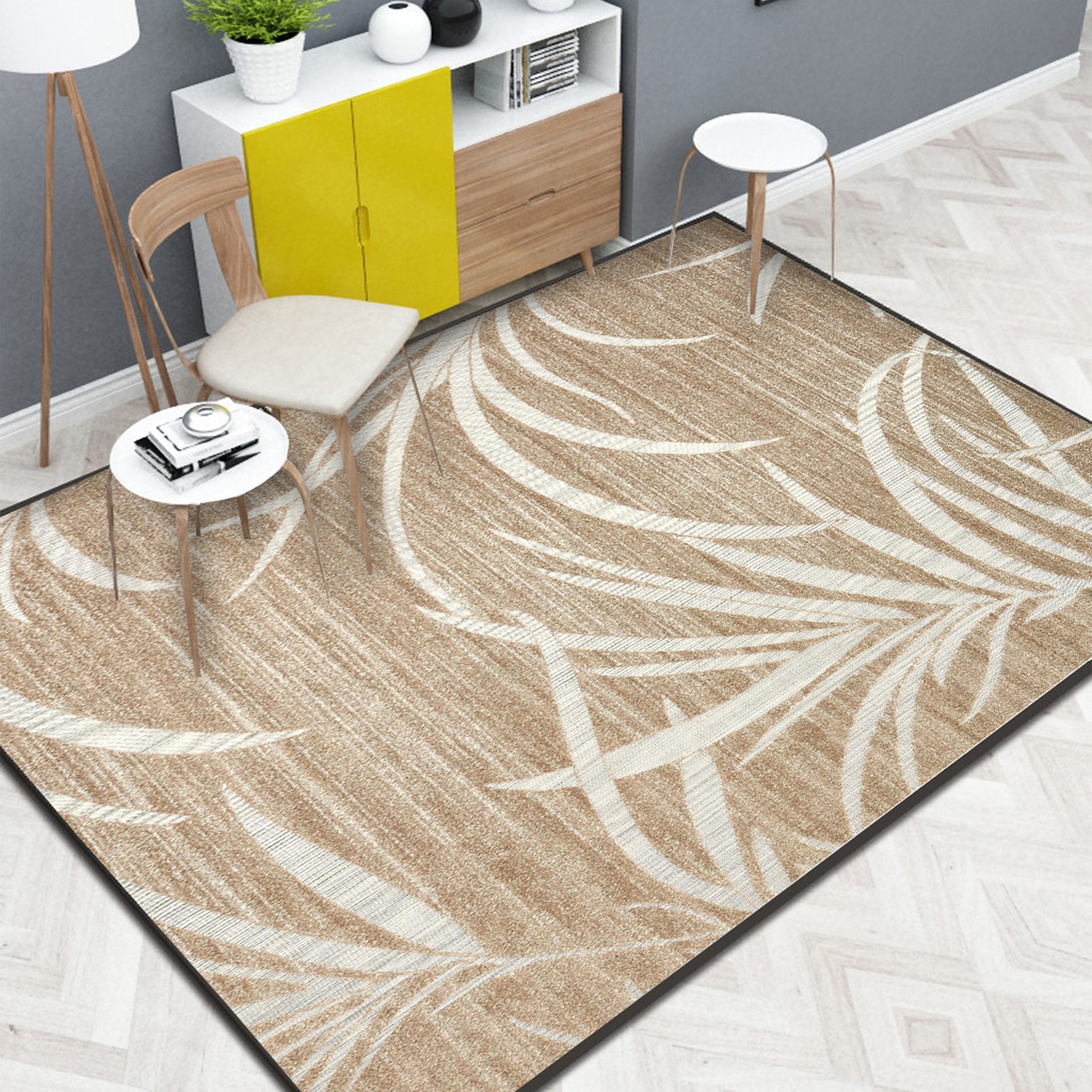 3D White Leaves WG172 Non Slip Rug Mat Mat AJ Creativity Home