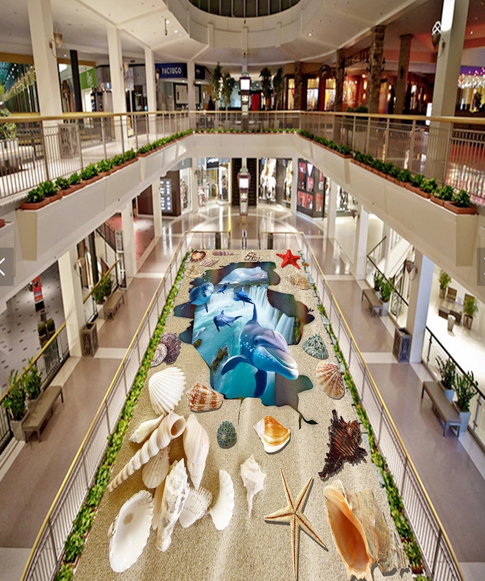 3D Waterfall Dolphin 528 Floor Mural Wallpaper Murals Rug & Mat Print Epoxy waterproof bath floor