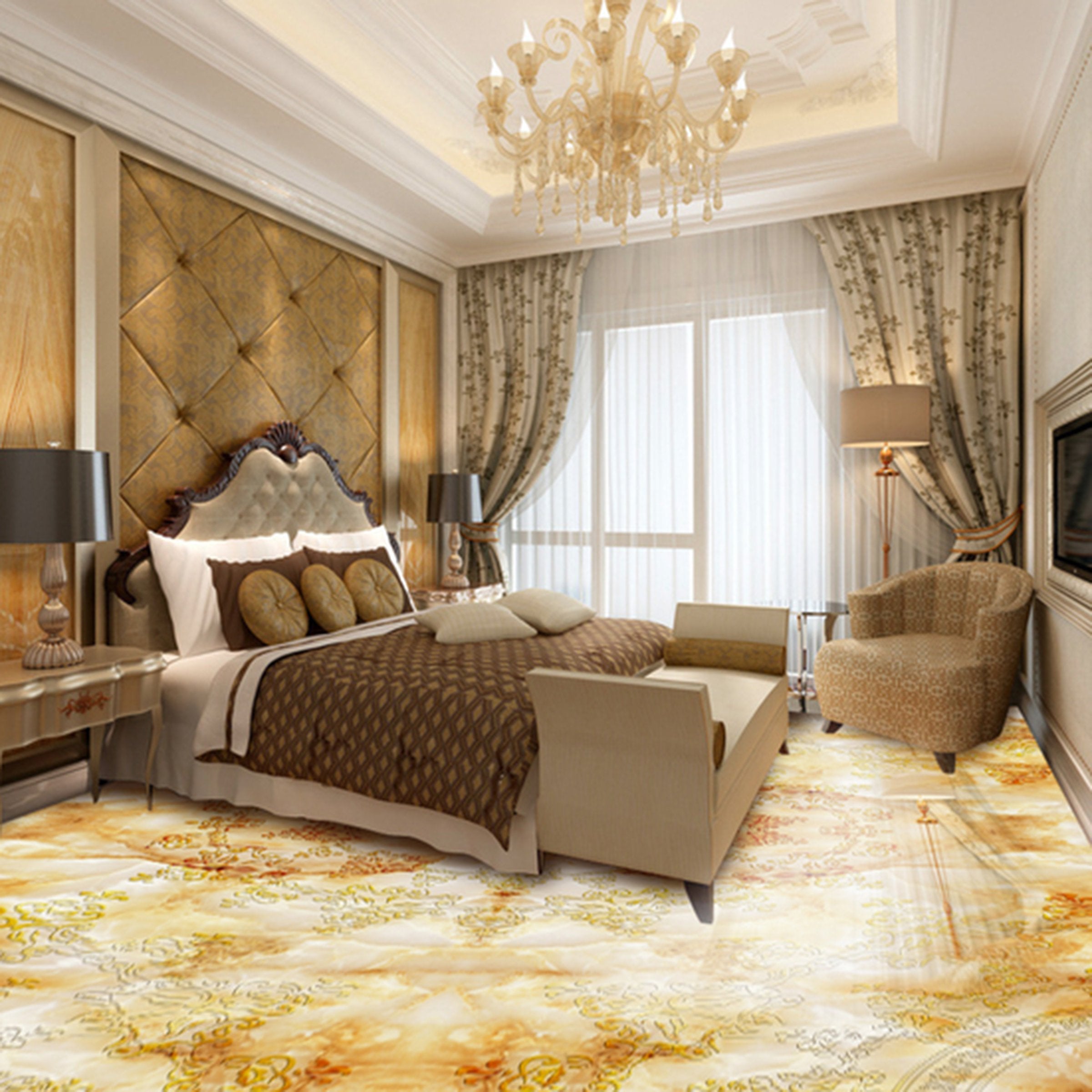 3D Yellow Pattern WG043 Floor Mural Wallpaper AJ Wallpaper 2