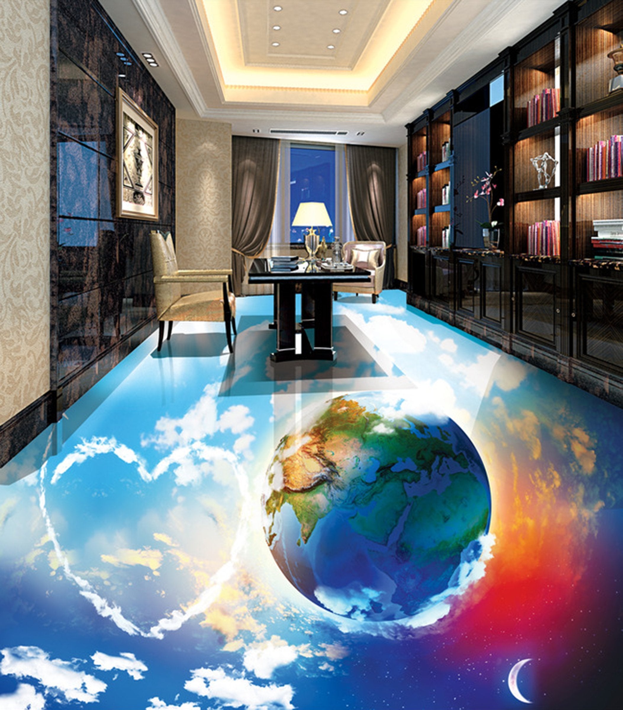 3D Planet WG041 Floor Mural Wallpaper AJ Wallpaper 2