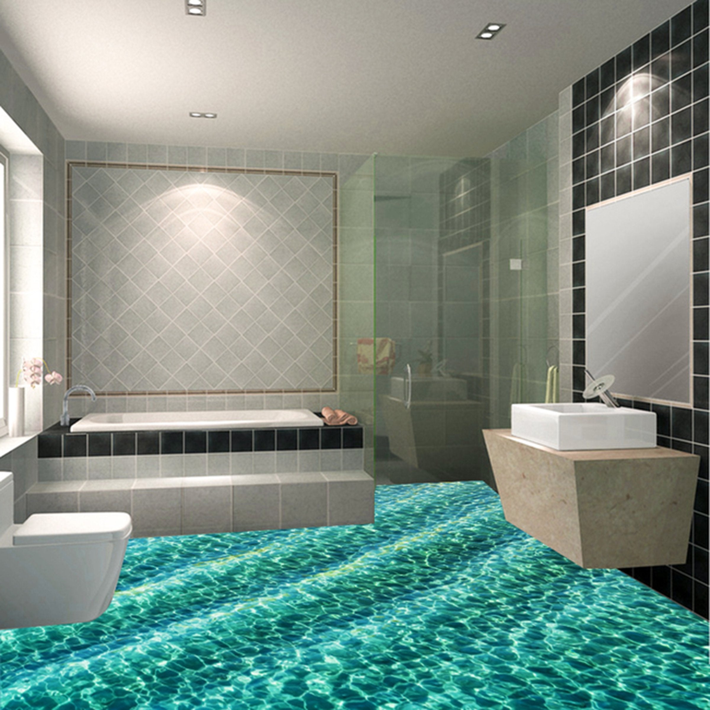 3D Green Ripple WG038 Floor Mural Wallpaper AJ Wallpaper 2