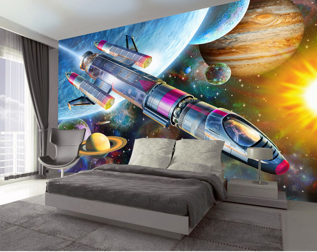 3D Rocket Earth WG467 Wall Murals