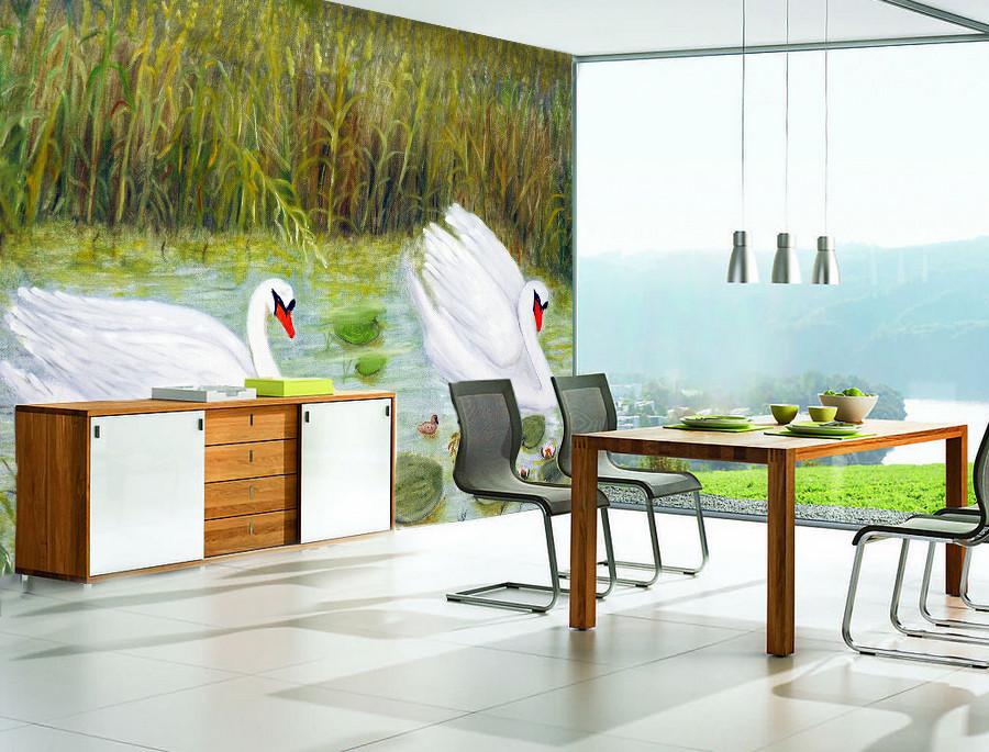 3D Swan Couple 682 Wallpaper AJ Wallpaper