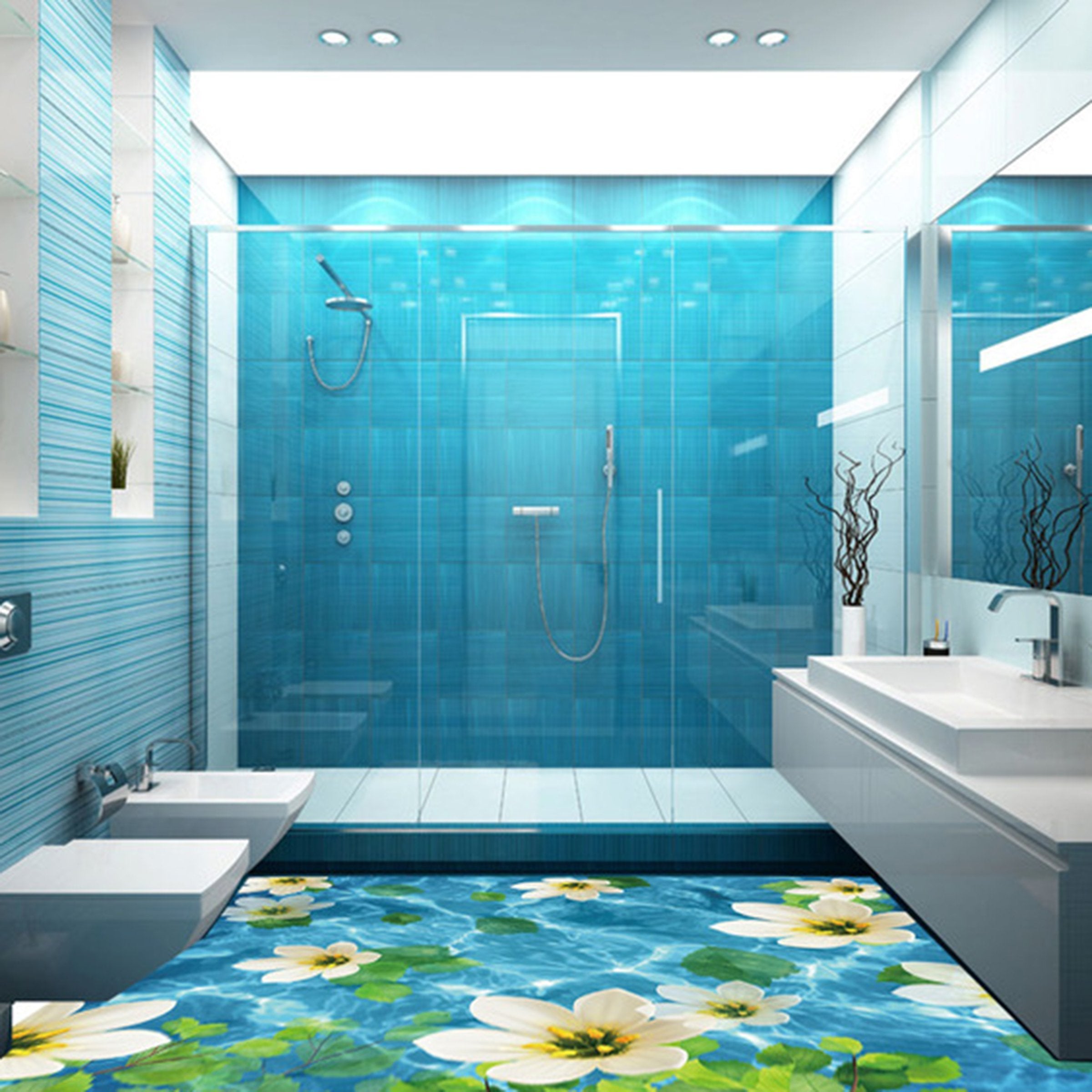 3D Sea Flower WG129 Floor Mural Wallpaper AJ Wallpaper 2