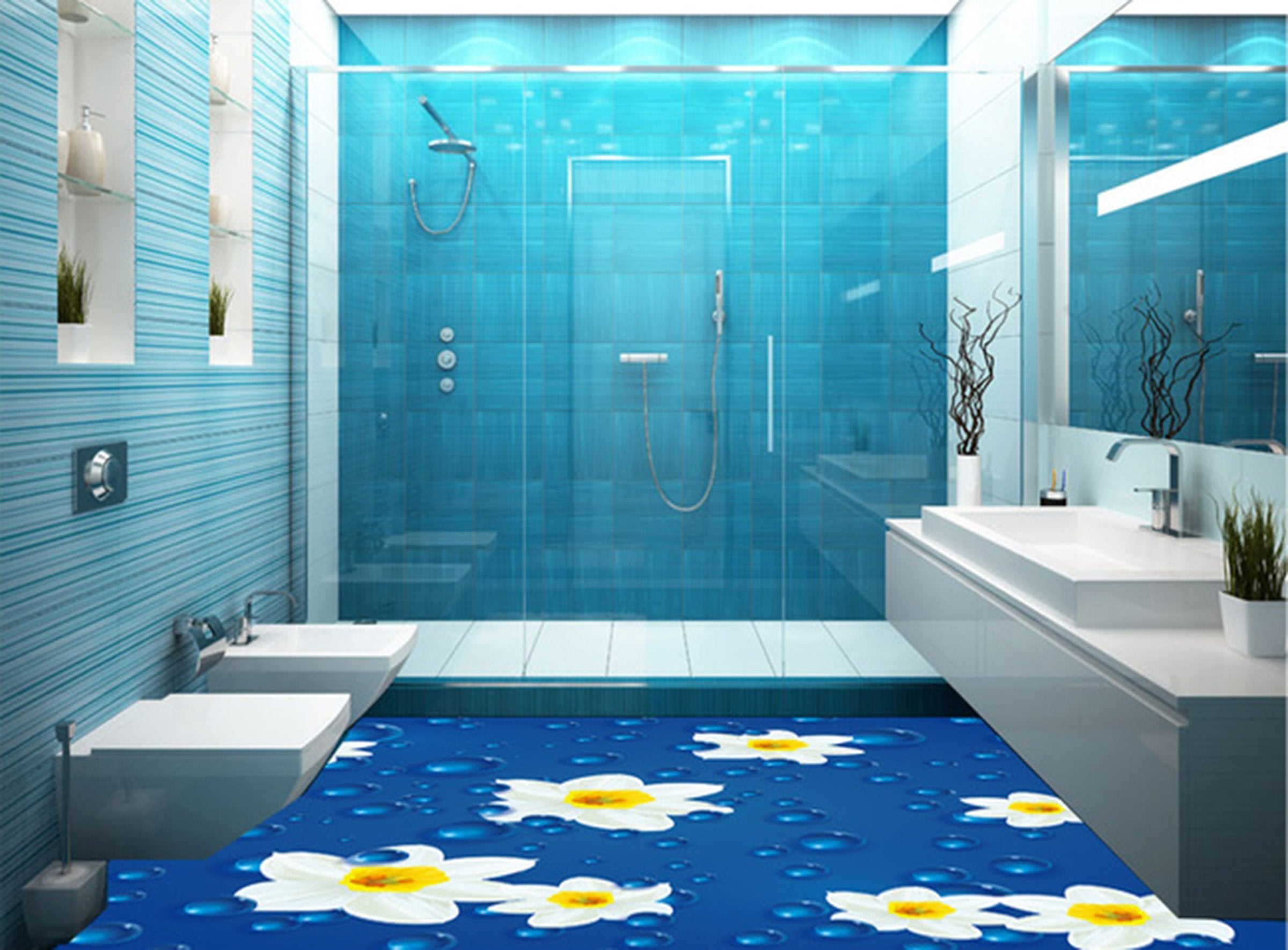 3D Sea Flower WG130 Floor Mural Wallpaper AJ Wallpaper 2