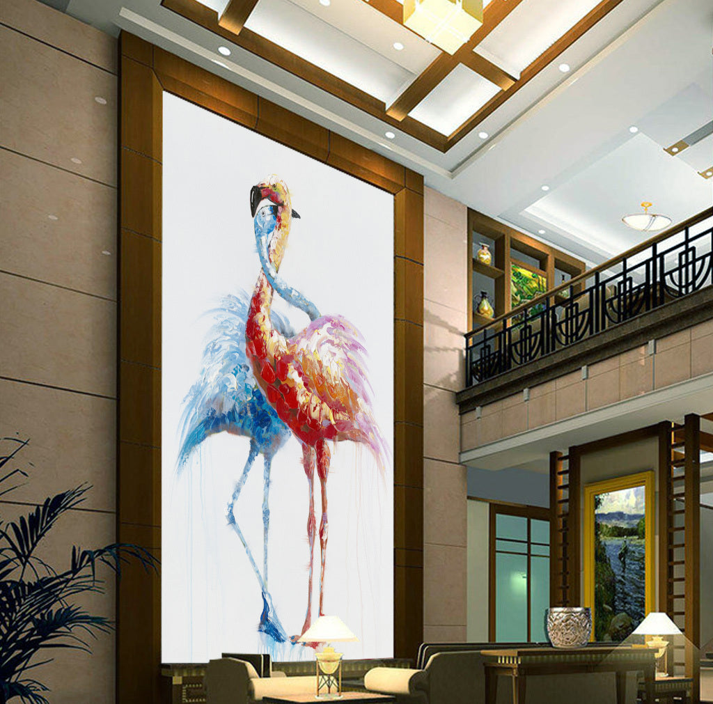 3D Flamingo White WG160 Wall Murals