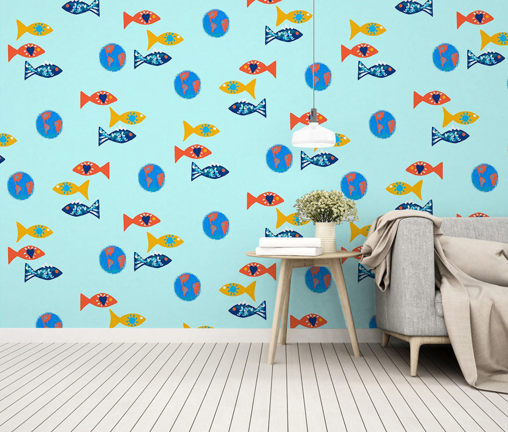 3D Colored Fish WG403 Wall Murals