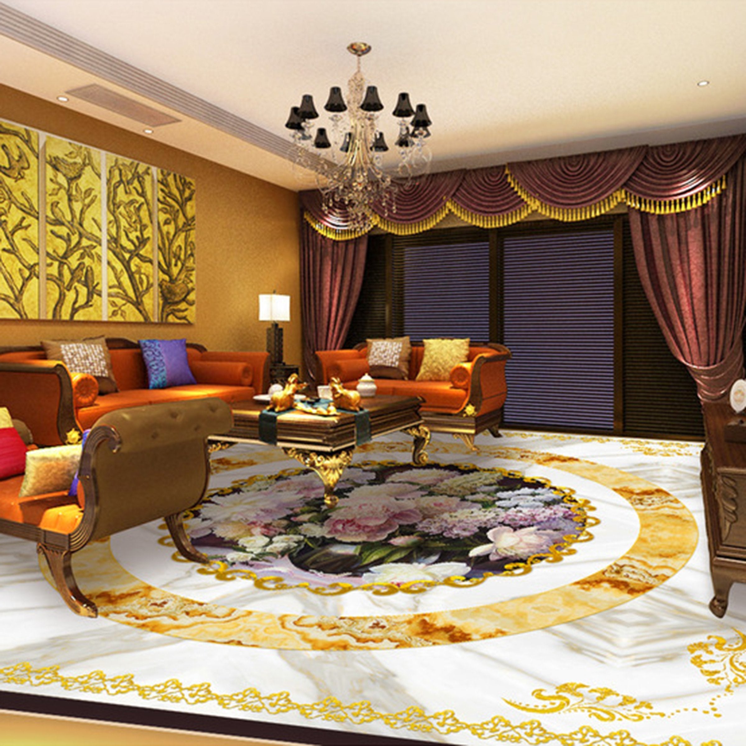 3D Colored Flowers WG259 Floor Mural Wallpaper AJ Wallpaper 2