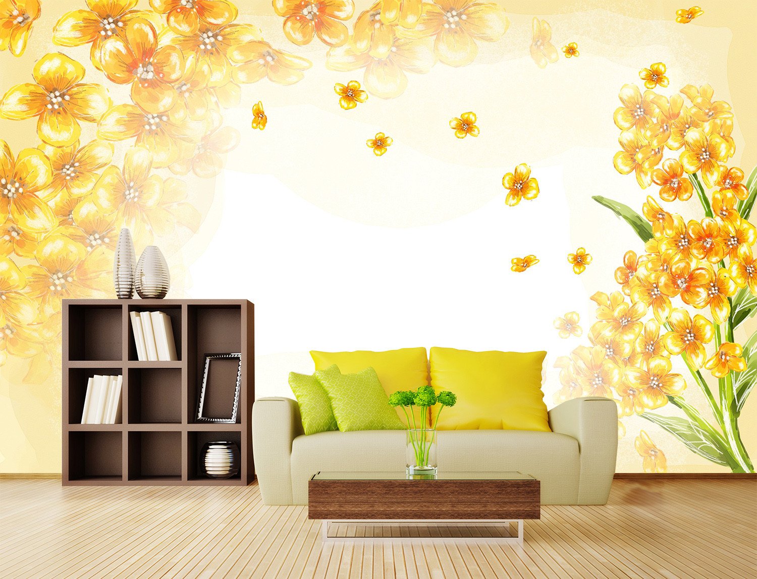 3D Sunshine Yellow Flower 284 Wallpaper AJ Wallpaper