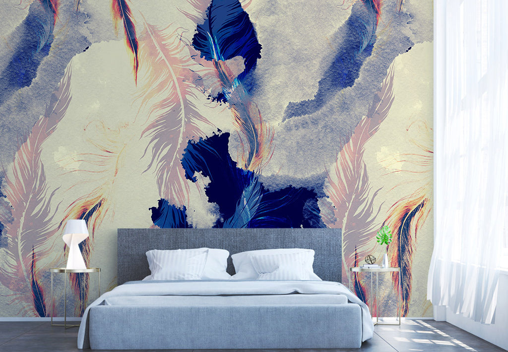 3D White Feather WG355 Wall Murals