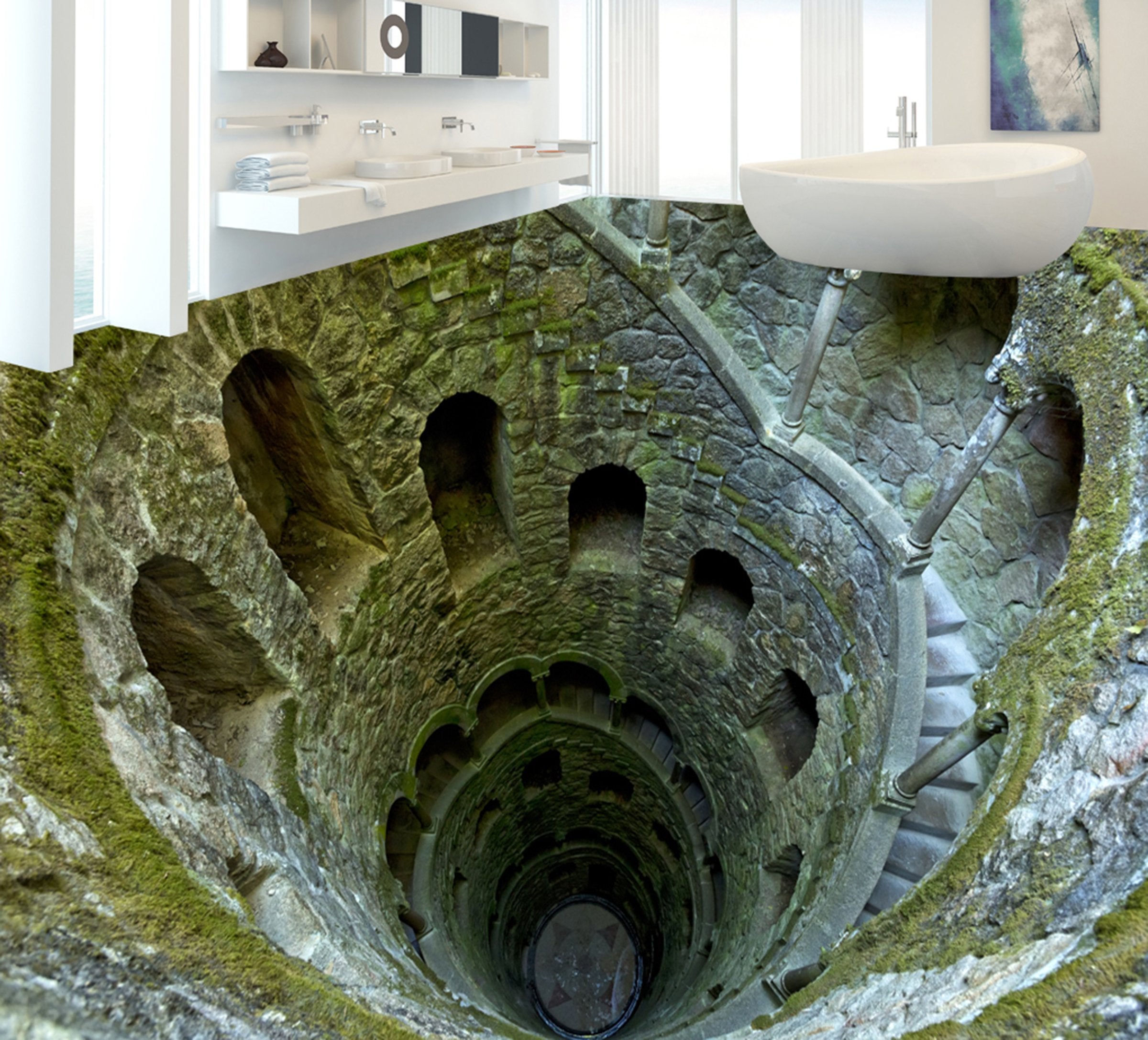 3D Stone Cave WG057 Floor Mural Wallpaper AJ Wallpaper 2