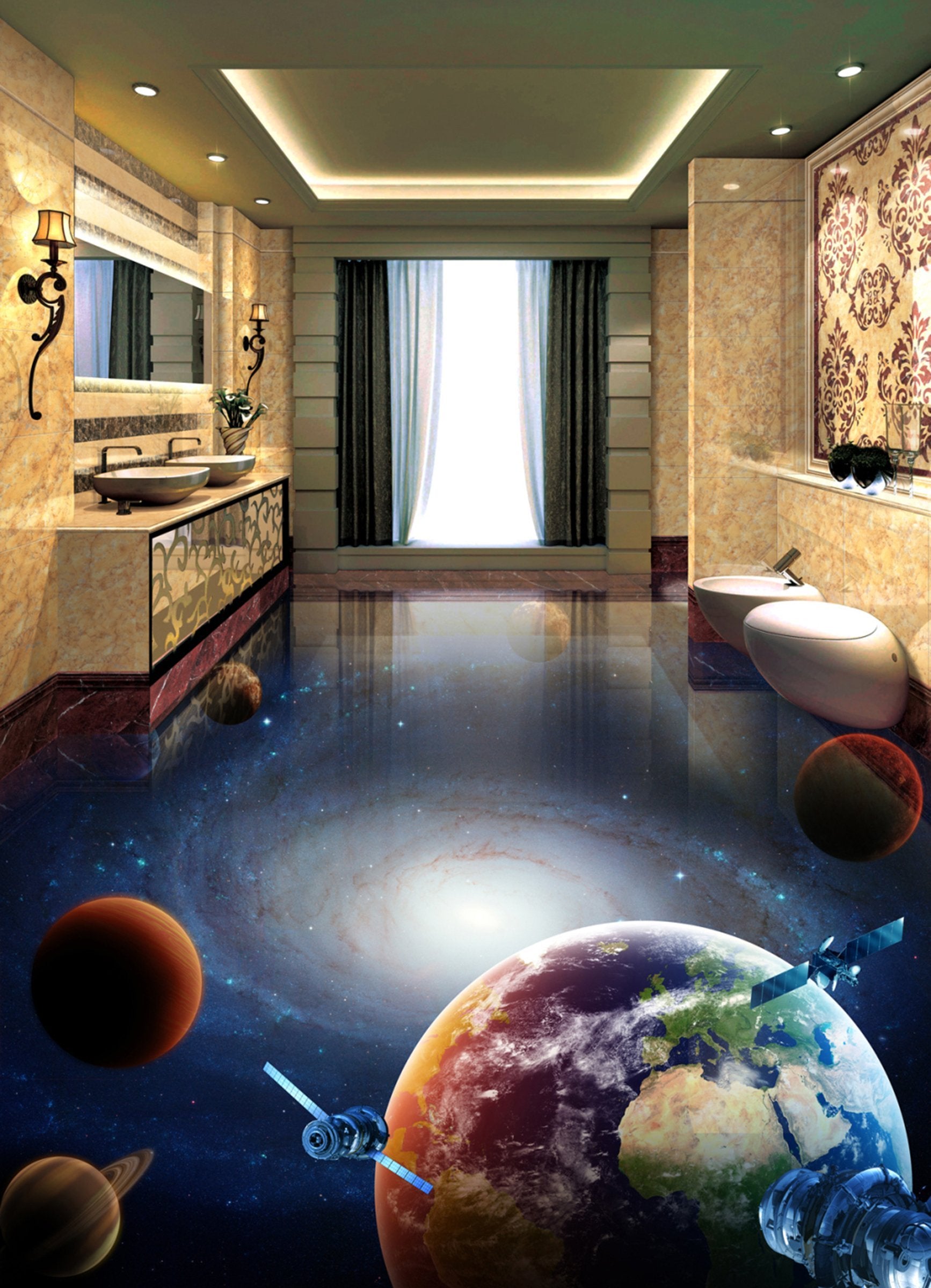 3D Planet WG060 Floor Mural Wallpaper AJ Wallpaper 2
