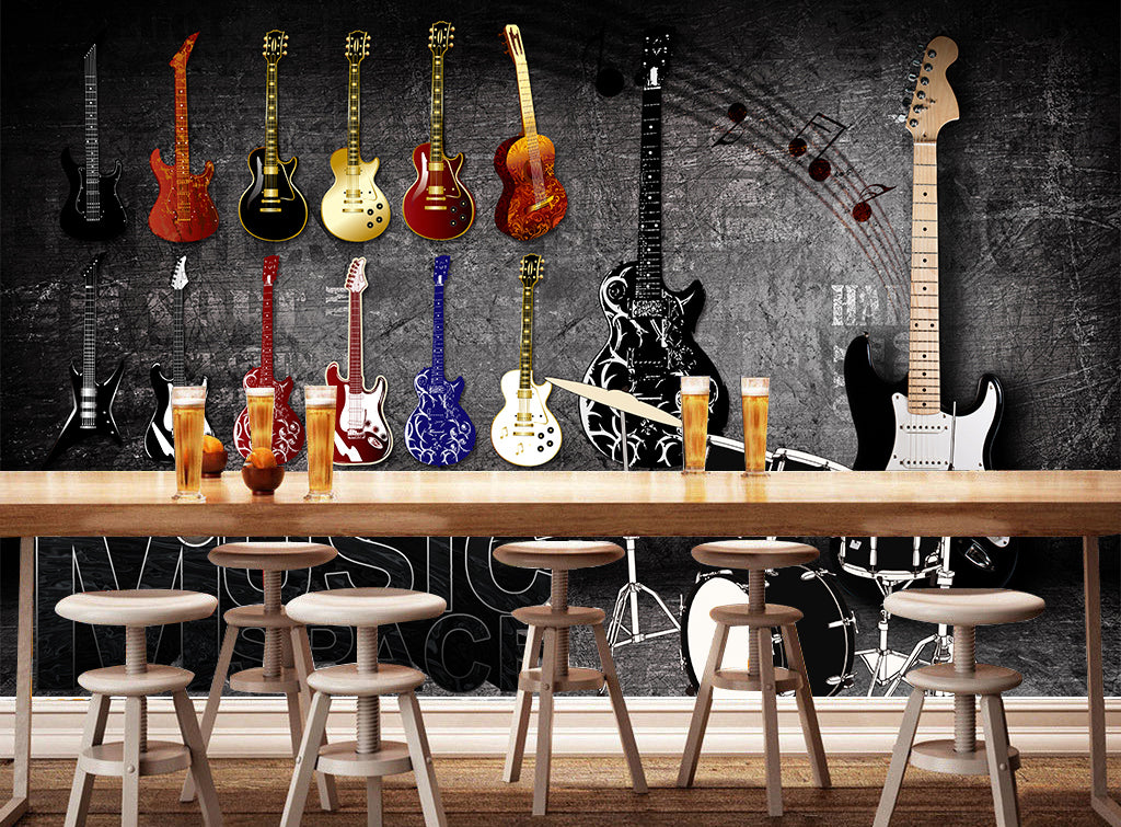 3D Guitar Note WG173 Wall Murals