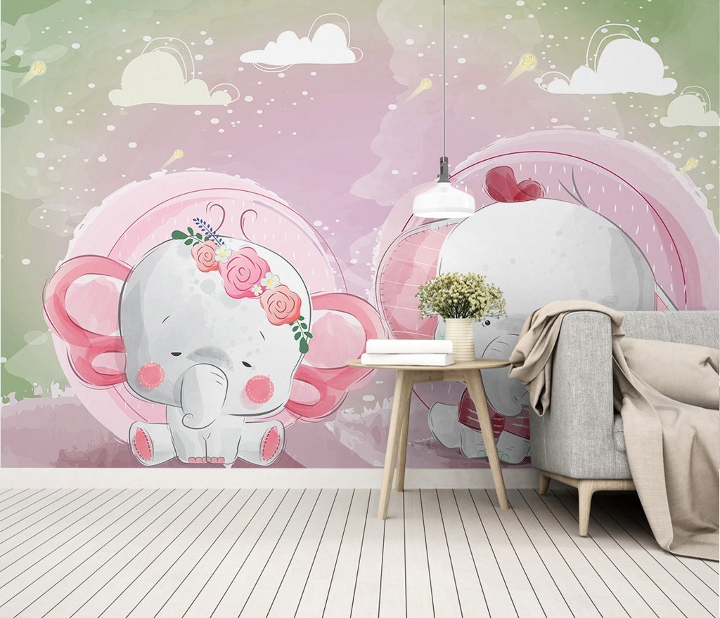 3D Pink Elephant 851 Wall Murals Wallpaper AJ Wallpaper 2