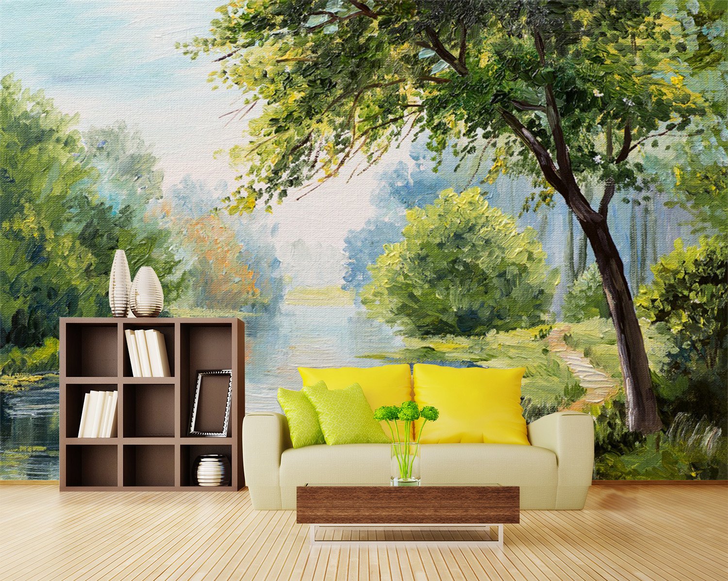 3D Green Tree Jungle River 63 Wallpaper AJ Wallpaper