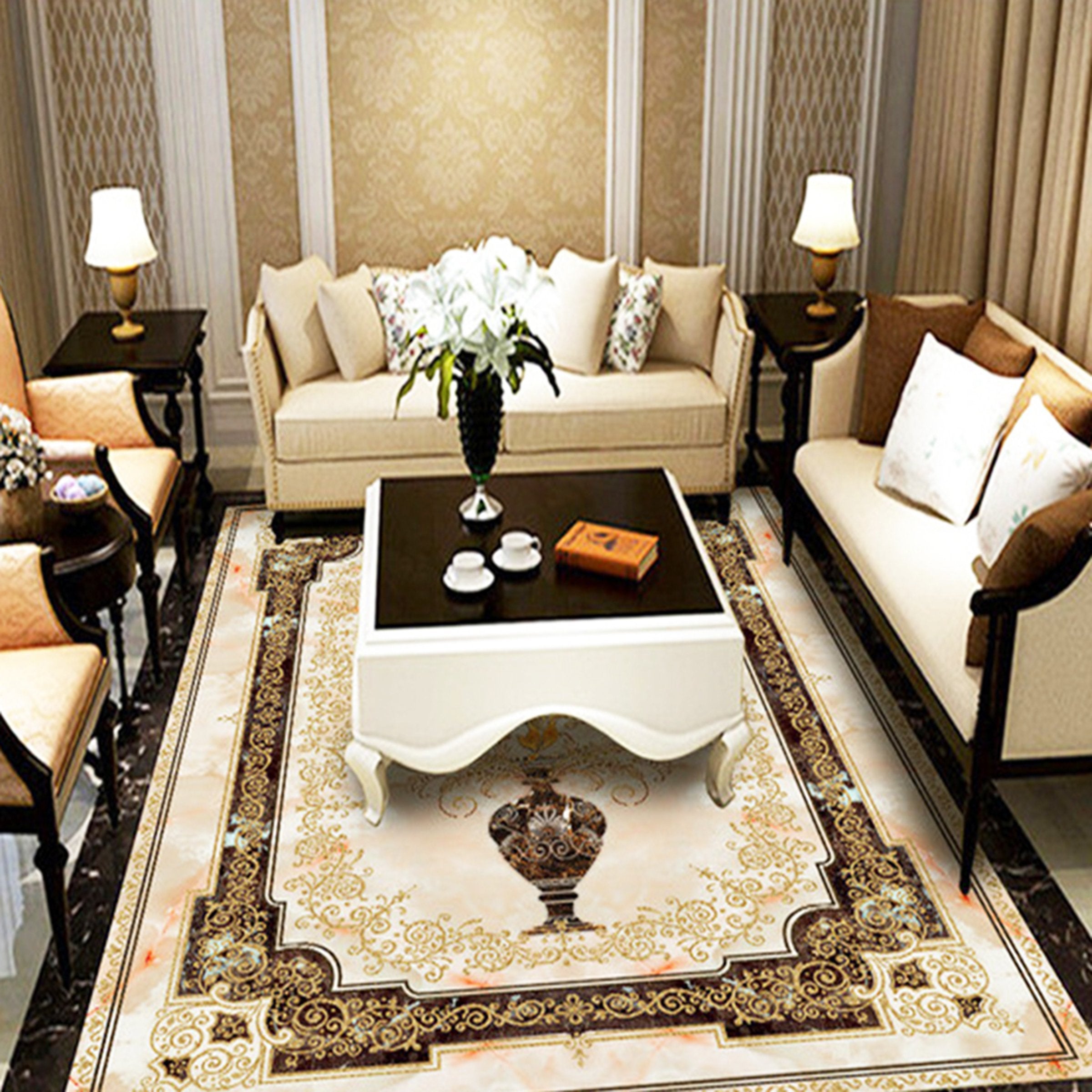 3D Black Pattern WG030 Floor Mural Wallpaper AJ Wallpaper 2