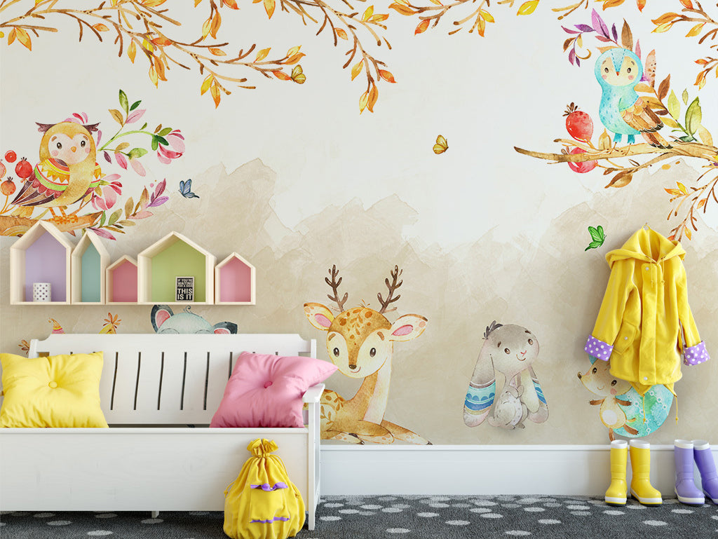 3D Cartoon Owl WG188 Wall Murals