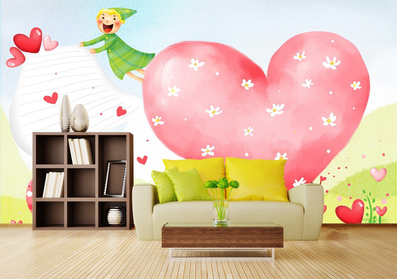 3D Pink Girl Heart Tree 042 Wallpaper AJ Wallpaper