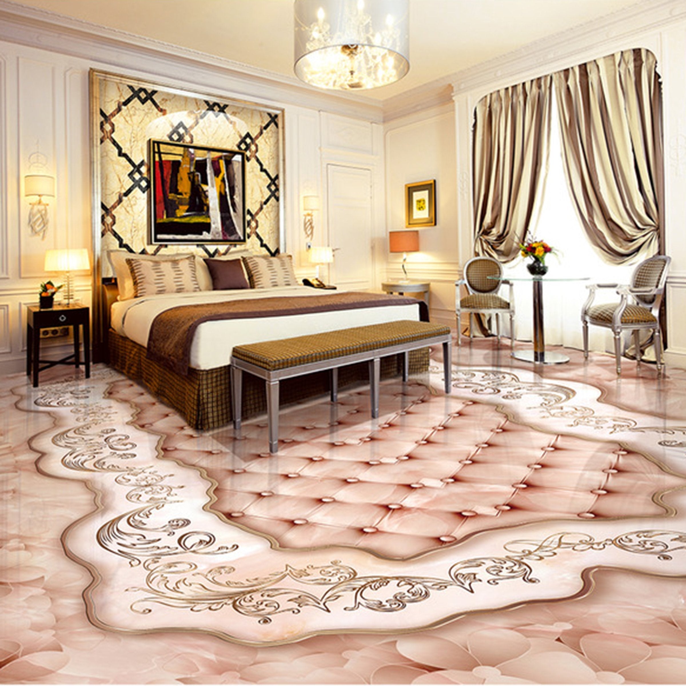 3D Pink Lace WG026 Floor Mural Wallpaper AJ Wallpaper 2