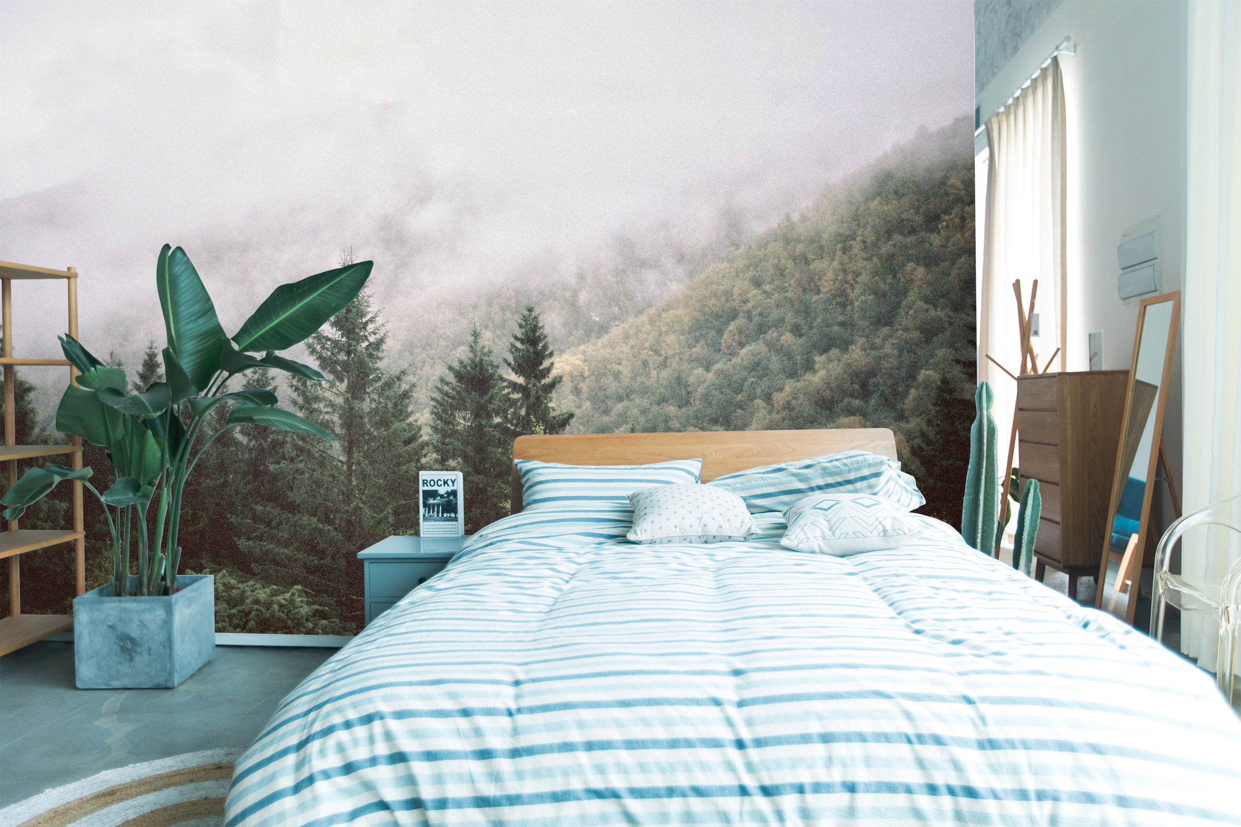 3D White Fog Forest 100 Wall Murals