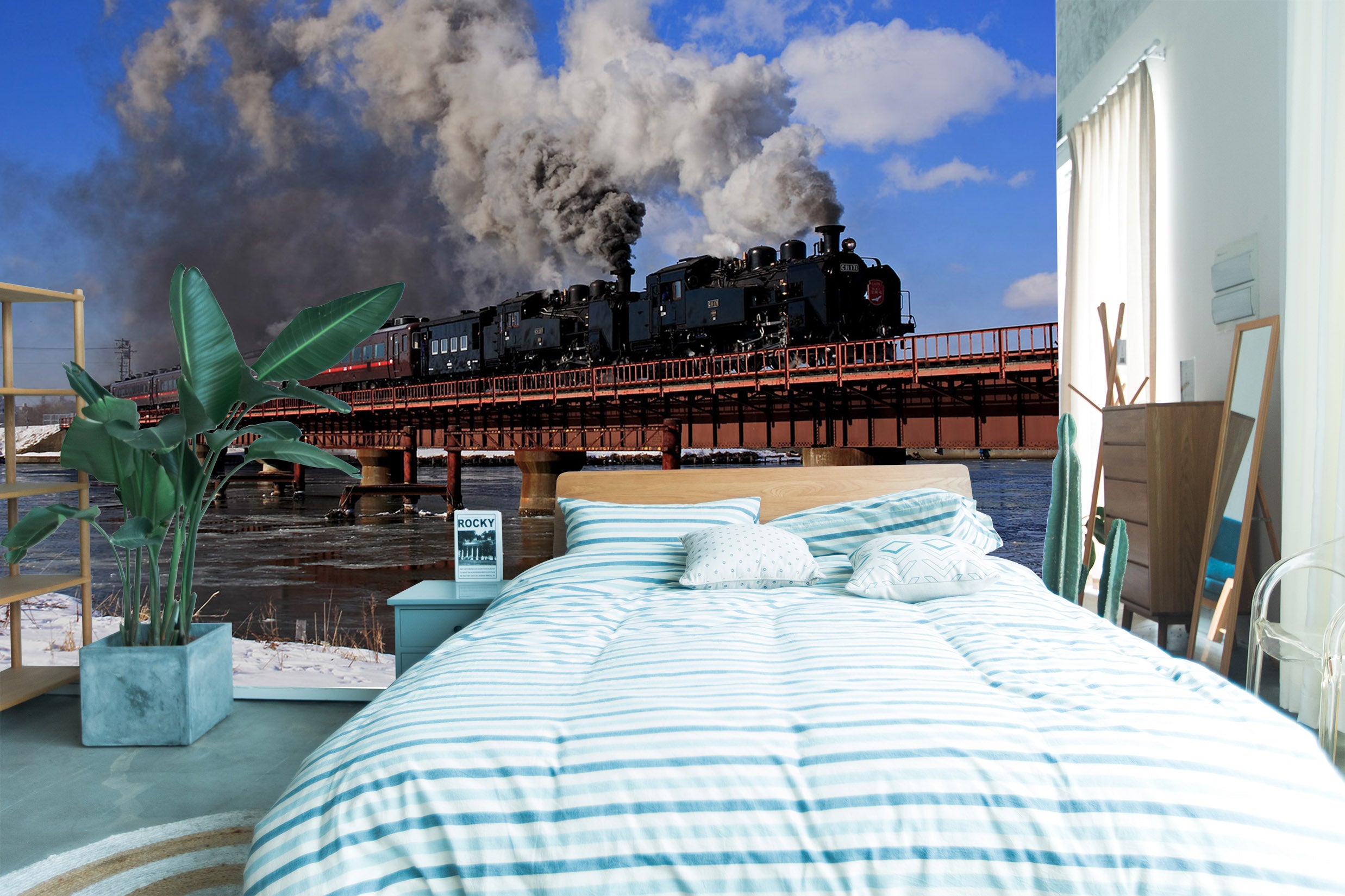 3D Train Black Smoke 174 Vehicle Wall Murals