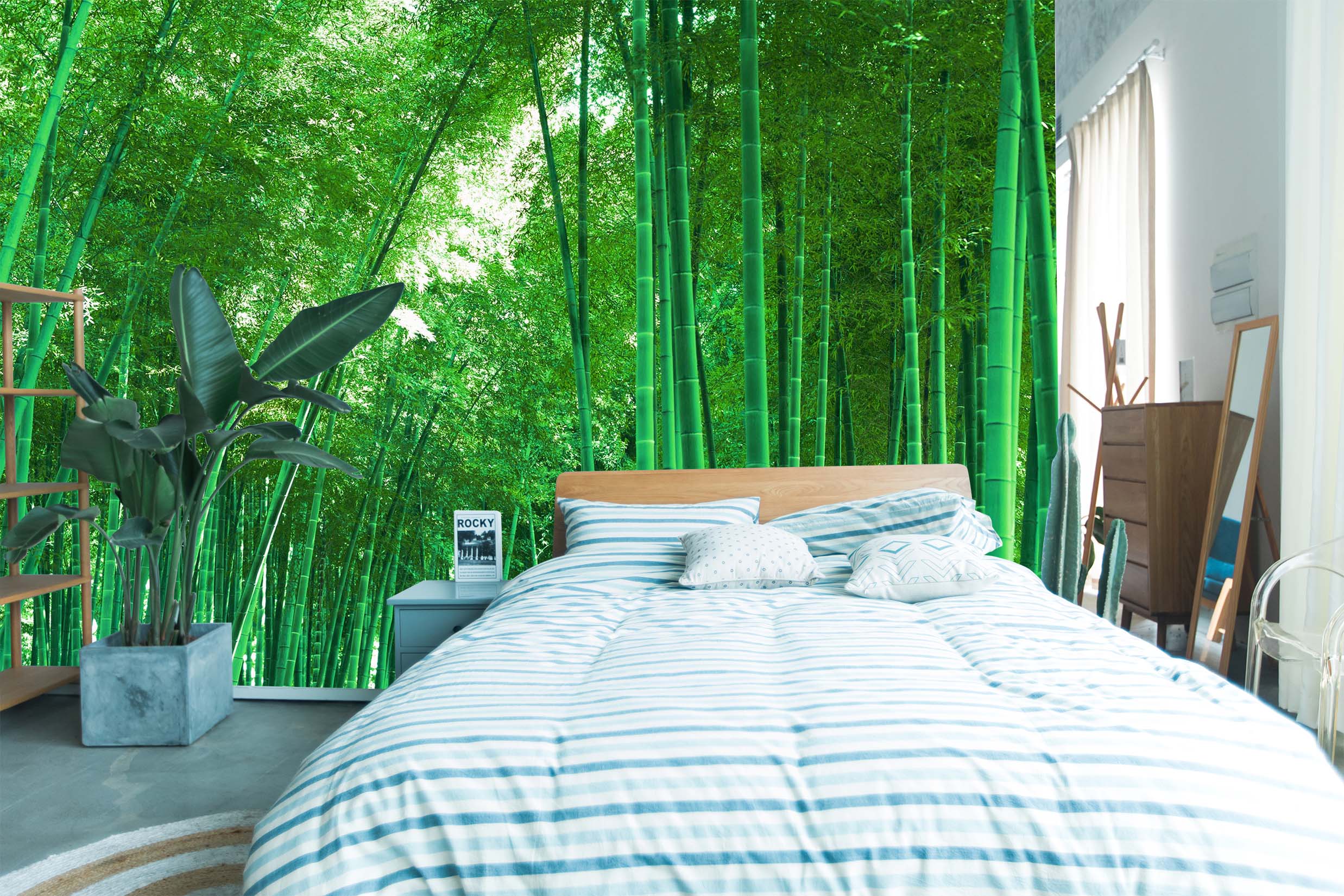 3D Green Bamboo Forest 046 Wall Murals